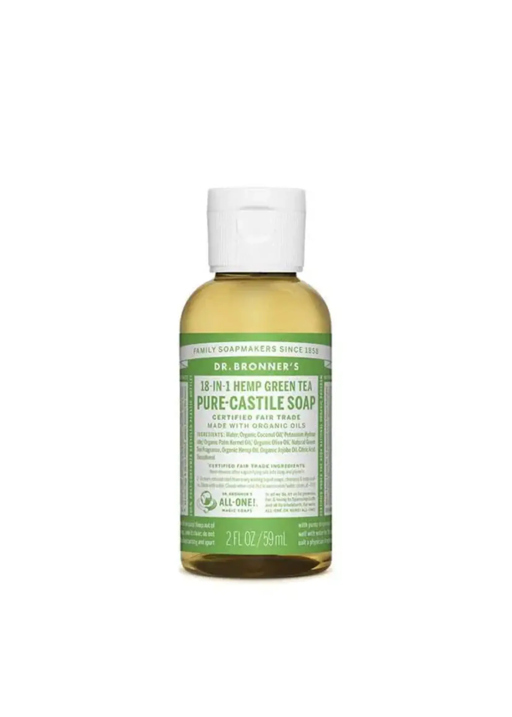 Dr Bronners Dr Bronners Organic Pure Castile Liquid Soap Green Tea 59 ml (Light Green)