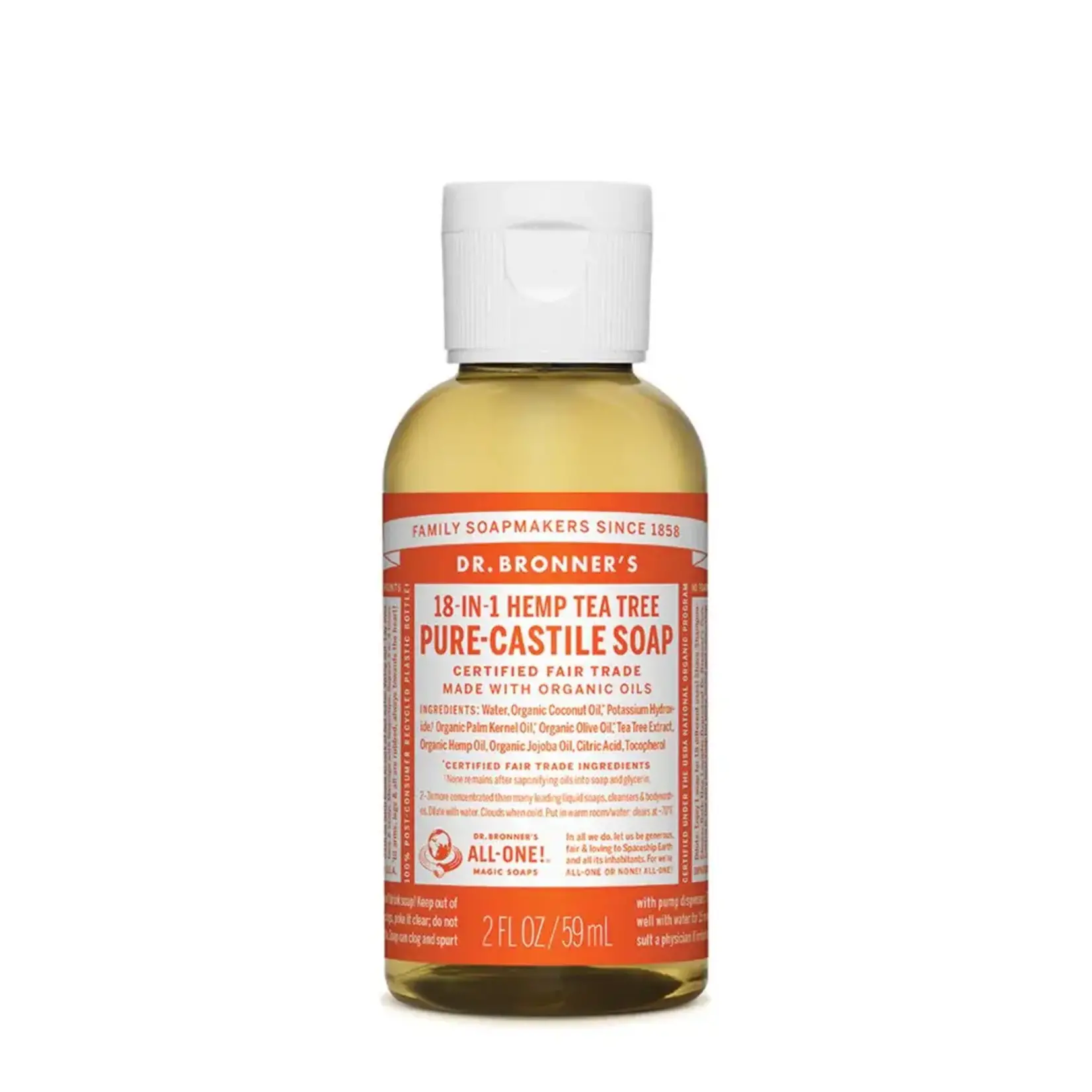 Dr Bronners Dr Bronners Organic Pure Castile Liquid Soap Tea Tree 59ml ( Orange)