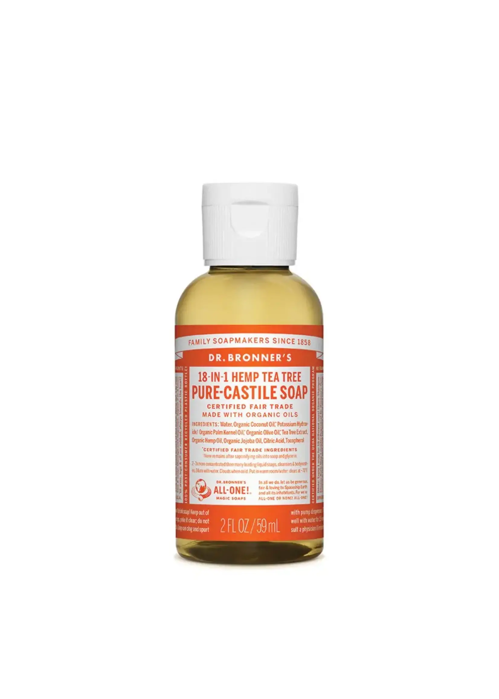 Dr Bronners Dr Bronners Organic Pure Castile Liquid Soap Tea Tree 59ml ( Orange)