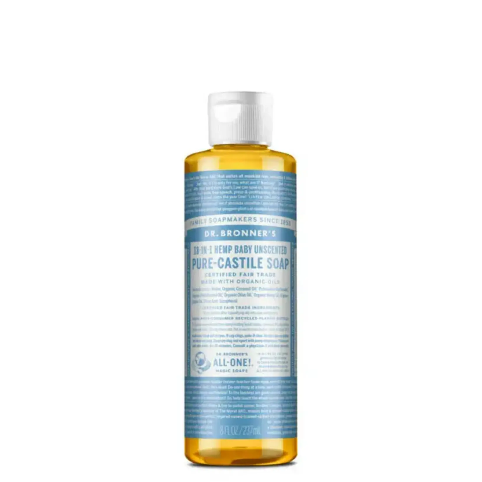 Dr Bronners Dr Bronners Organic Pure Castile Liquid Soap Unscented 237ml (light blue)