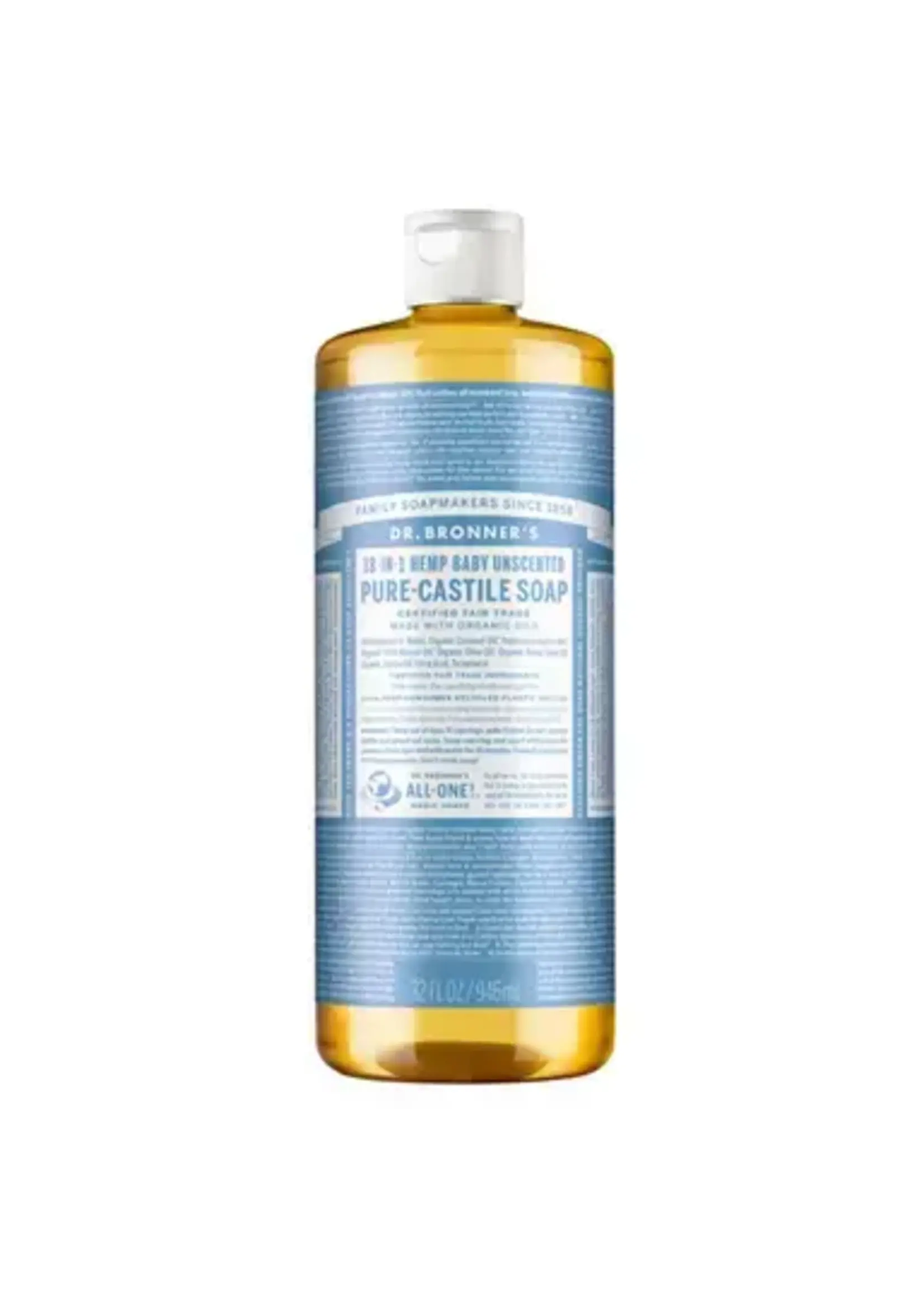 Dr Bronners Dr Bronners Organic Pure Castile Liquid Soap Unscented Baby Mild 946 ml ( Light Blue)
