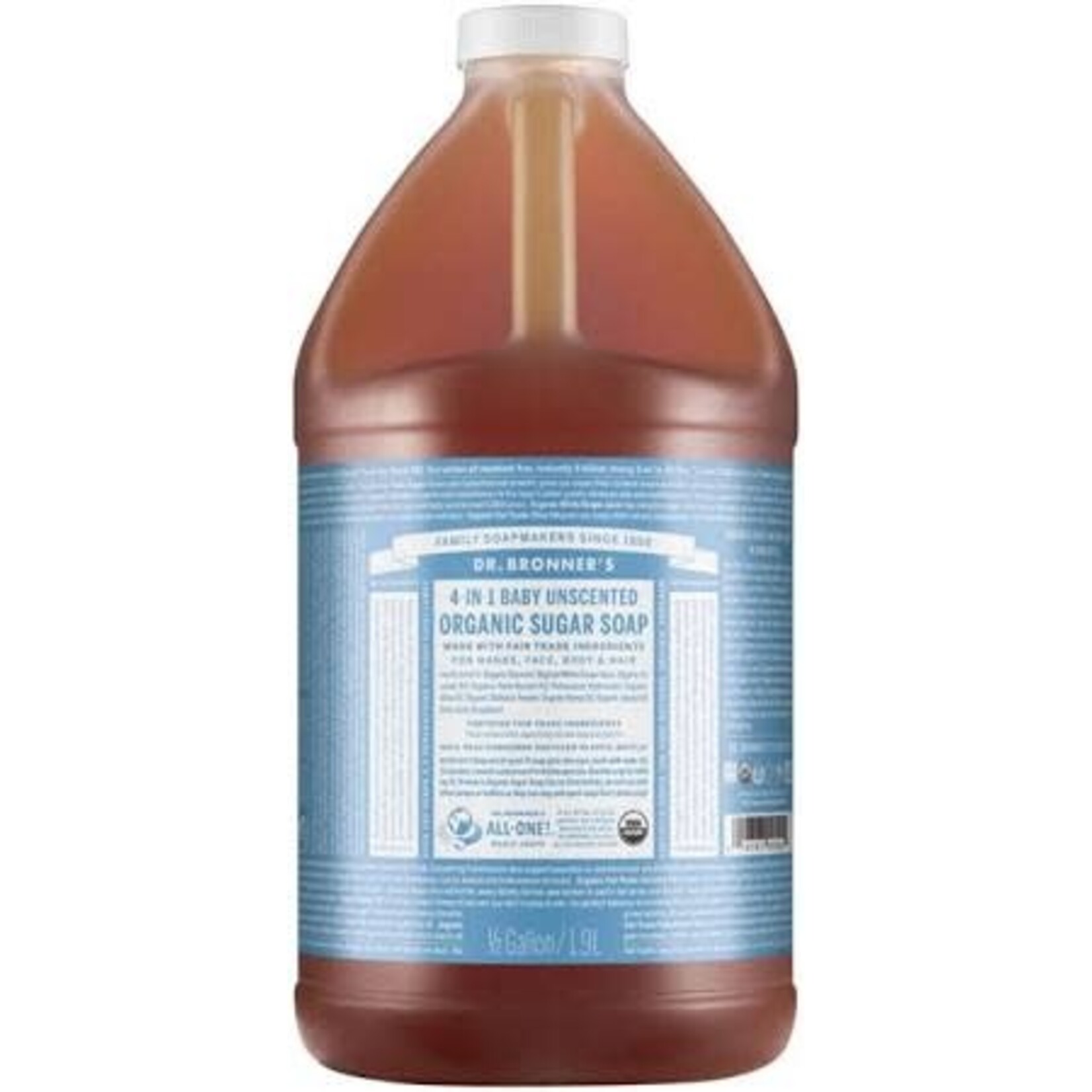 Dr Bronners Dr Bronners Organic Sugar Soap Unscented 1.9L ( Light Blue)