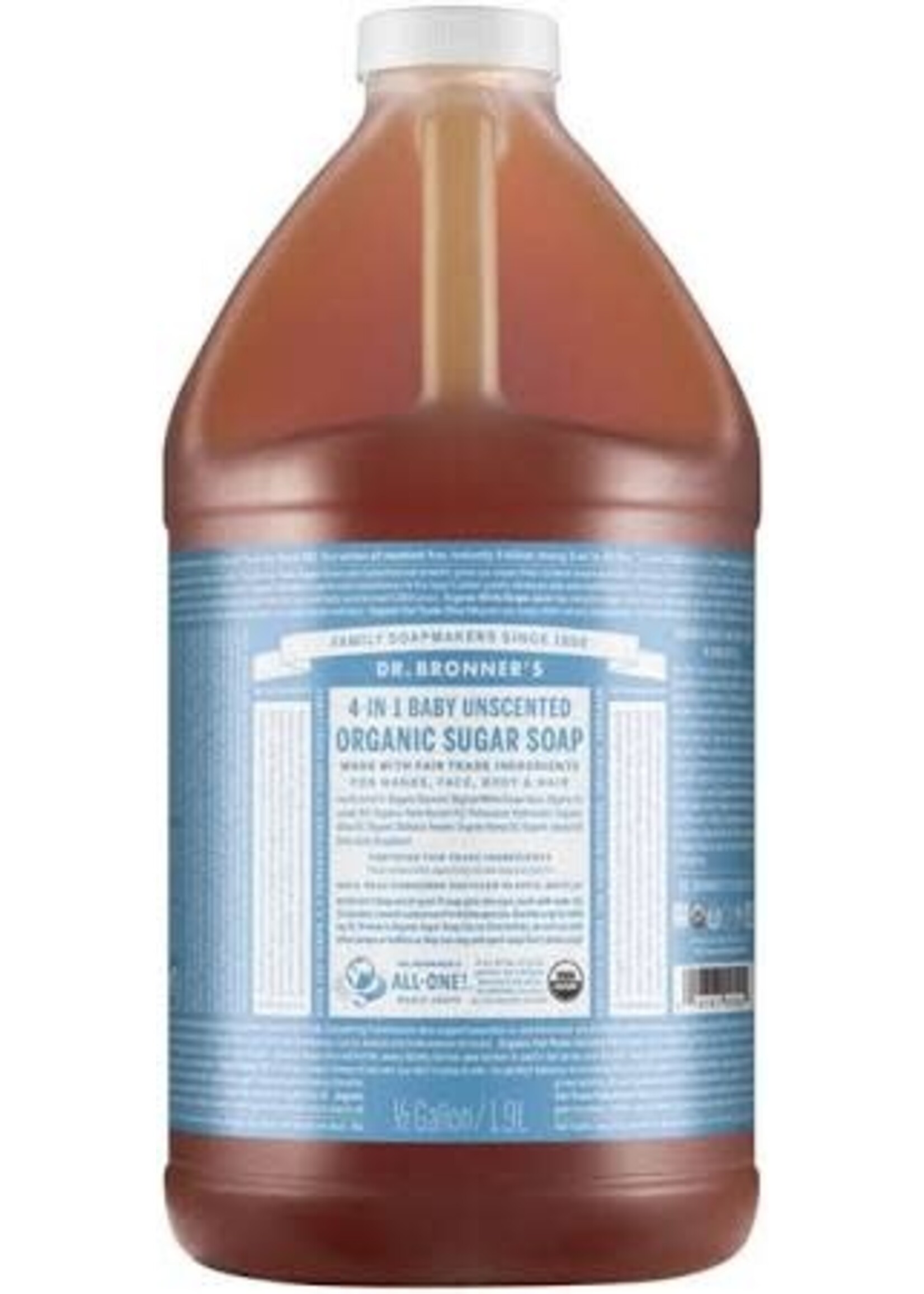 Dr Bronners Dr Bronners Organic Sugar Soap Unscented 1.9L ( Light Blue)