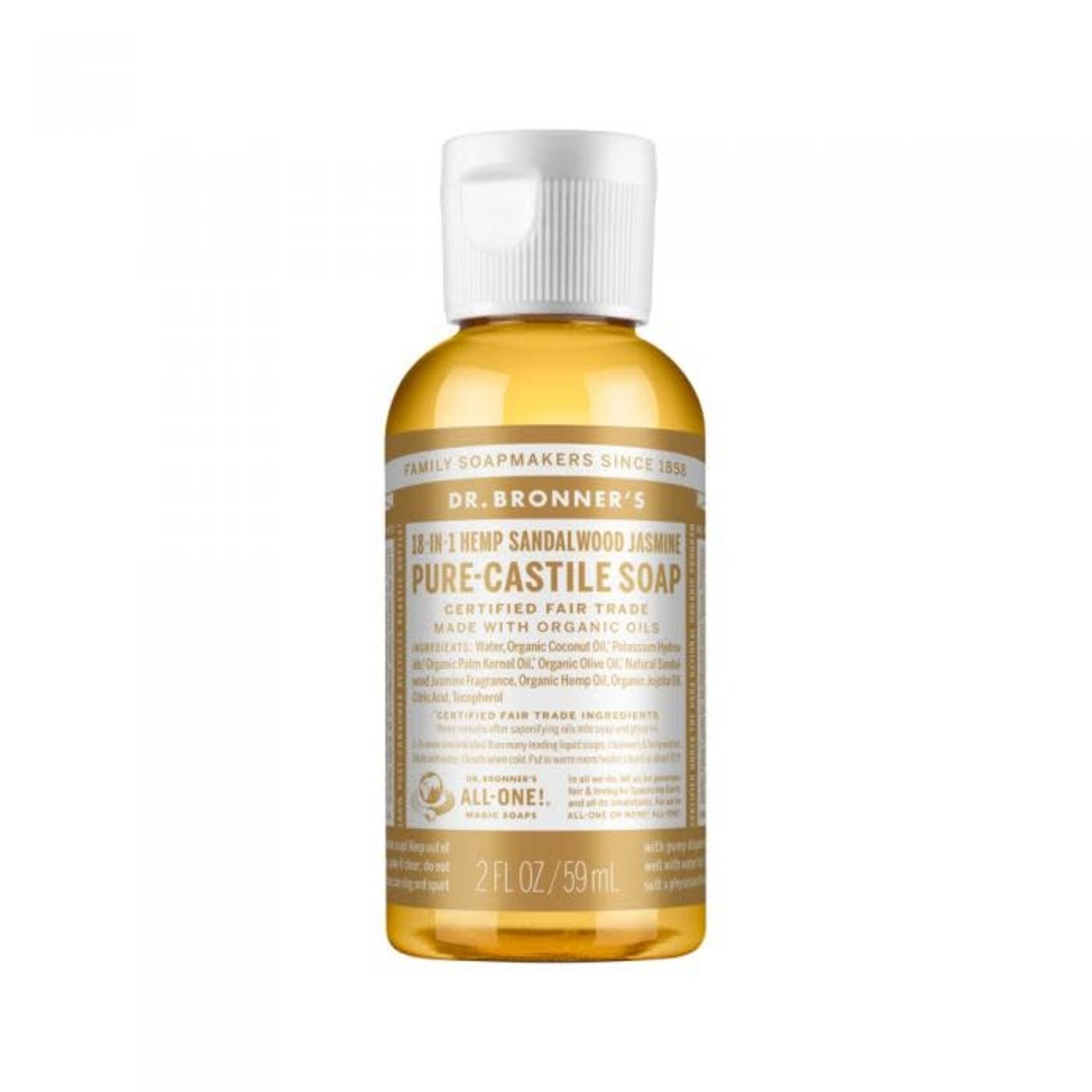 Dr Bronners Dr Bronners Organic Pure Castile Liquid Soap Sandalwood & Jasmine 59ml ( Beige)