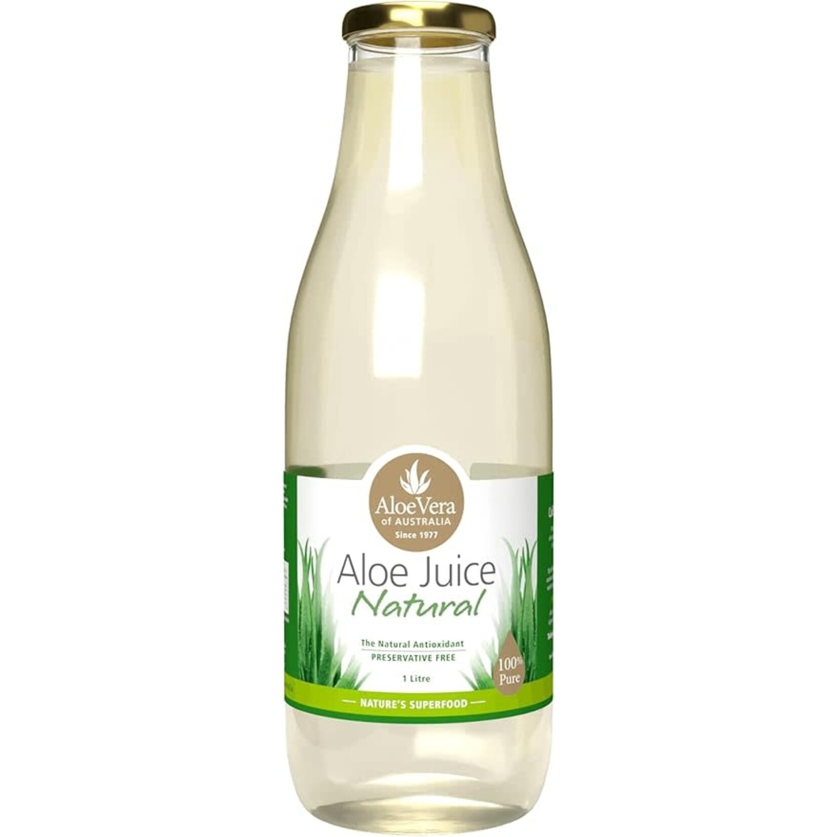 Aloe Vera of Australia Pty Ltd Aloe Vera of Australia Natural 100% Aloe Juice 1L (Glass Bottle)
