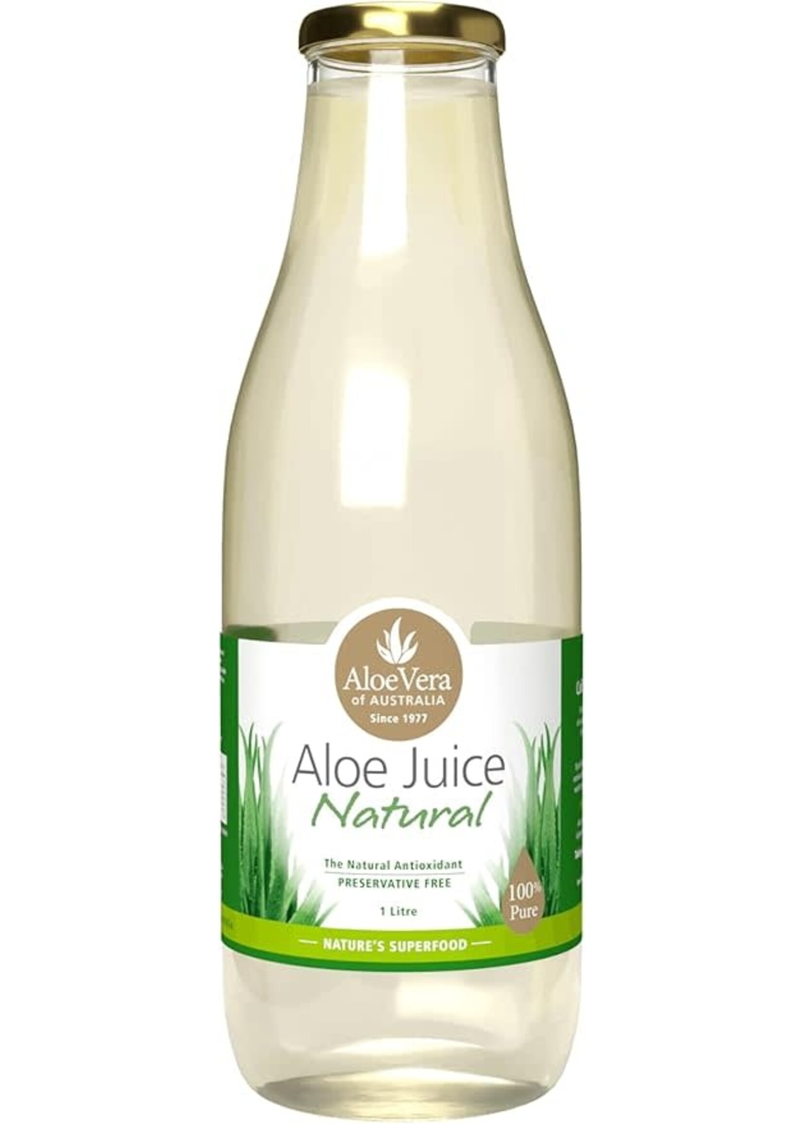 Aloe Vera of Australia Pty Ltd Aloe Vera of Australia Natural 100% Aloe Juice 1L (Glass Bottle) (6)