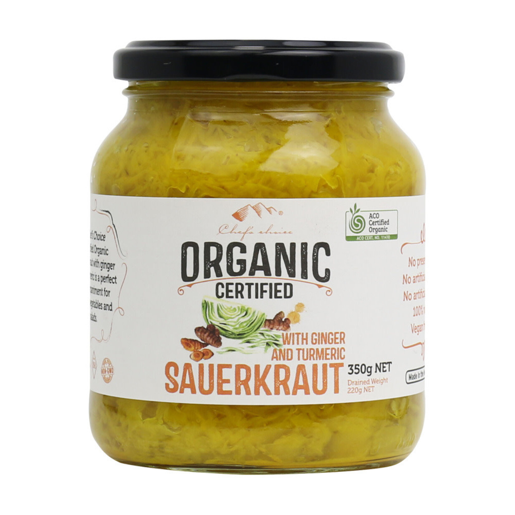 Ceres Organics Chefs Choice Organic Sauerkraut  with Ginger & Turmeric 350g