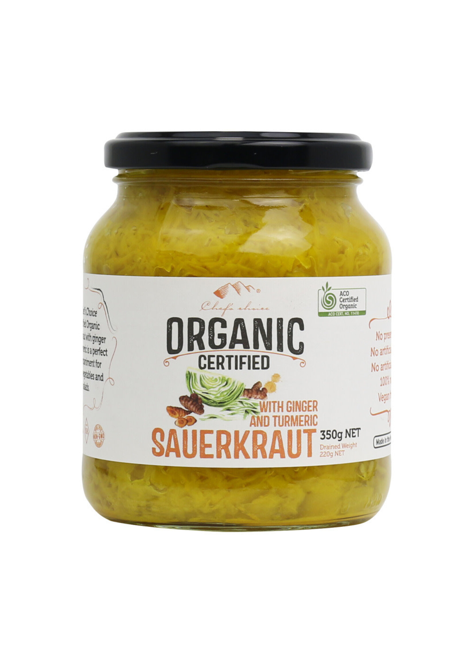 Ceres Organics Chefs Choice Organic Sauerkraut  with Ginger & Turmeric 350g