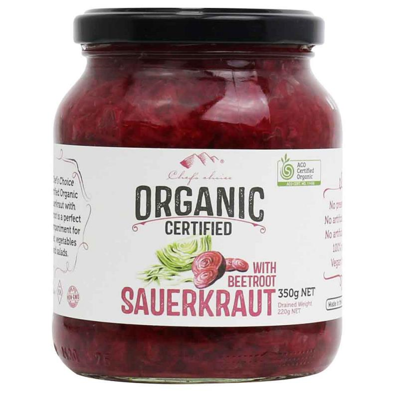 Chefs Choice Chefs Choice Organic Sauerkraut with Beetroot 350g