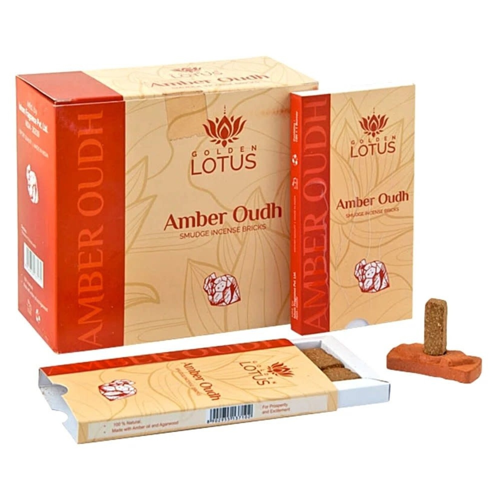Golden Lotus Golden Lotus Incense Smudge Bricks Amber Oudh