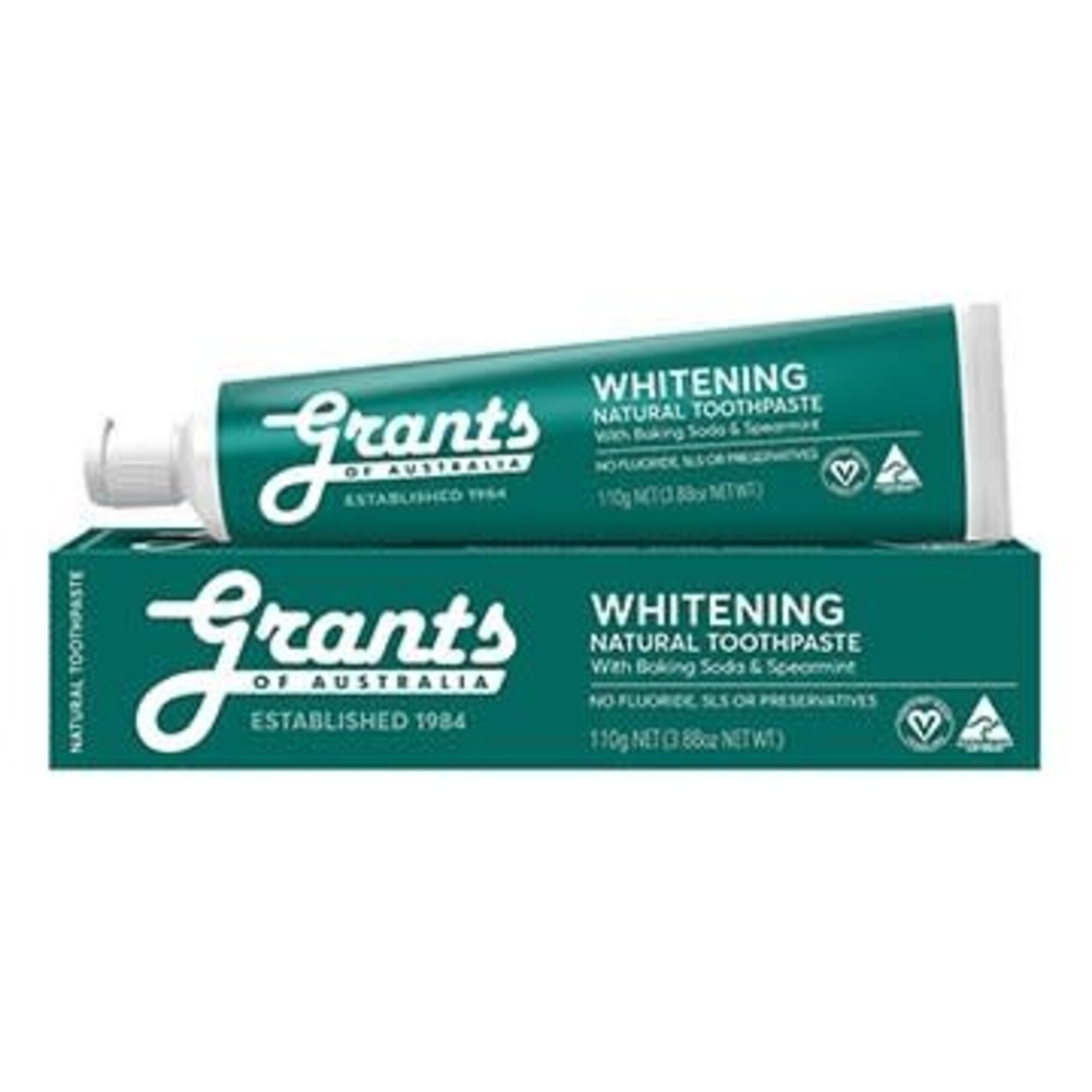 Grant's Grants Natural Toothpaste 110g Whitening with Baking Soda & Spearmint (Dark Green)