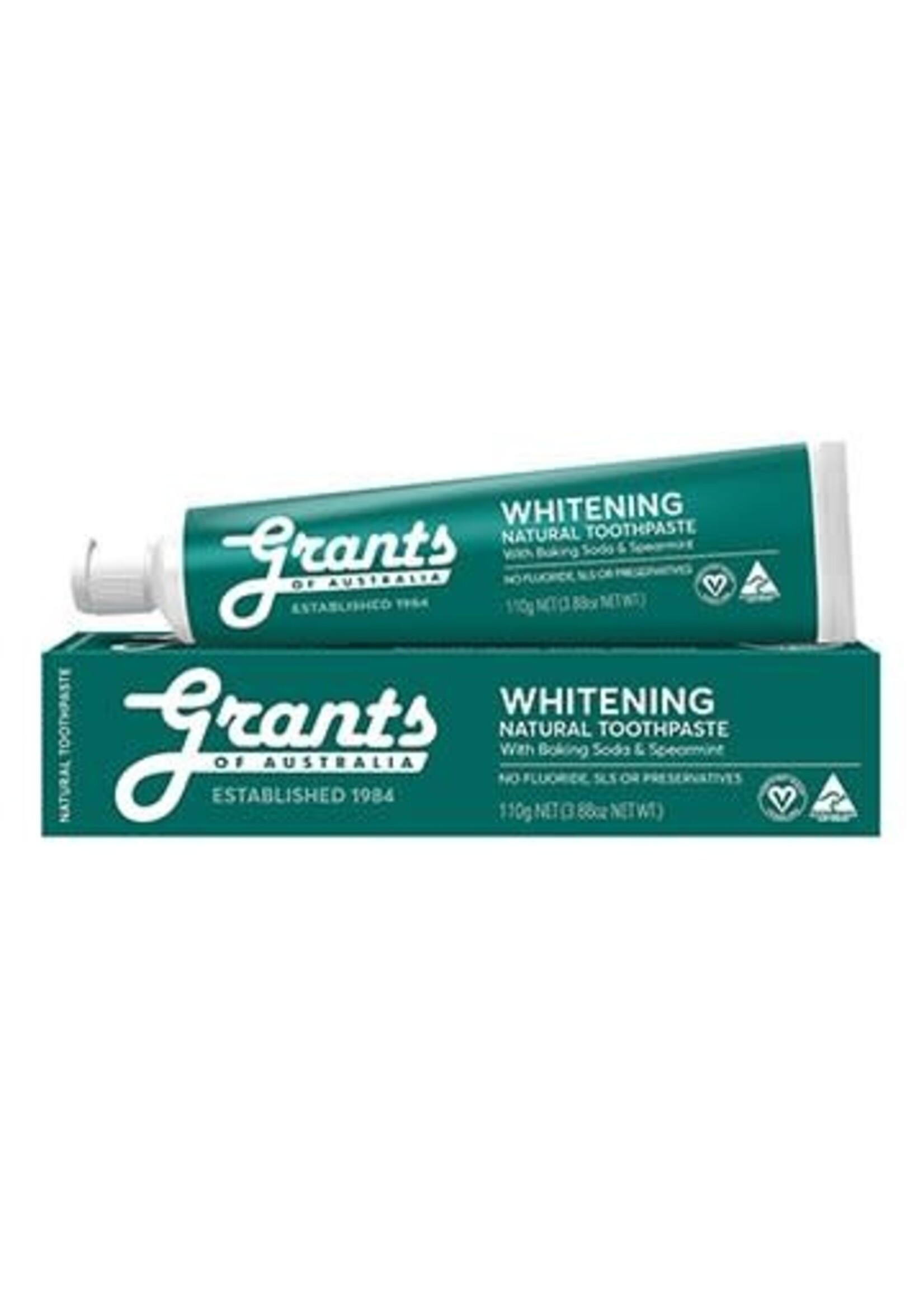 Grant's Grants Natural Toothpaste 110g Whitening with Baking Soda & Spearmint (Dark Green)