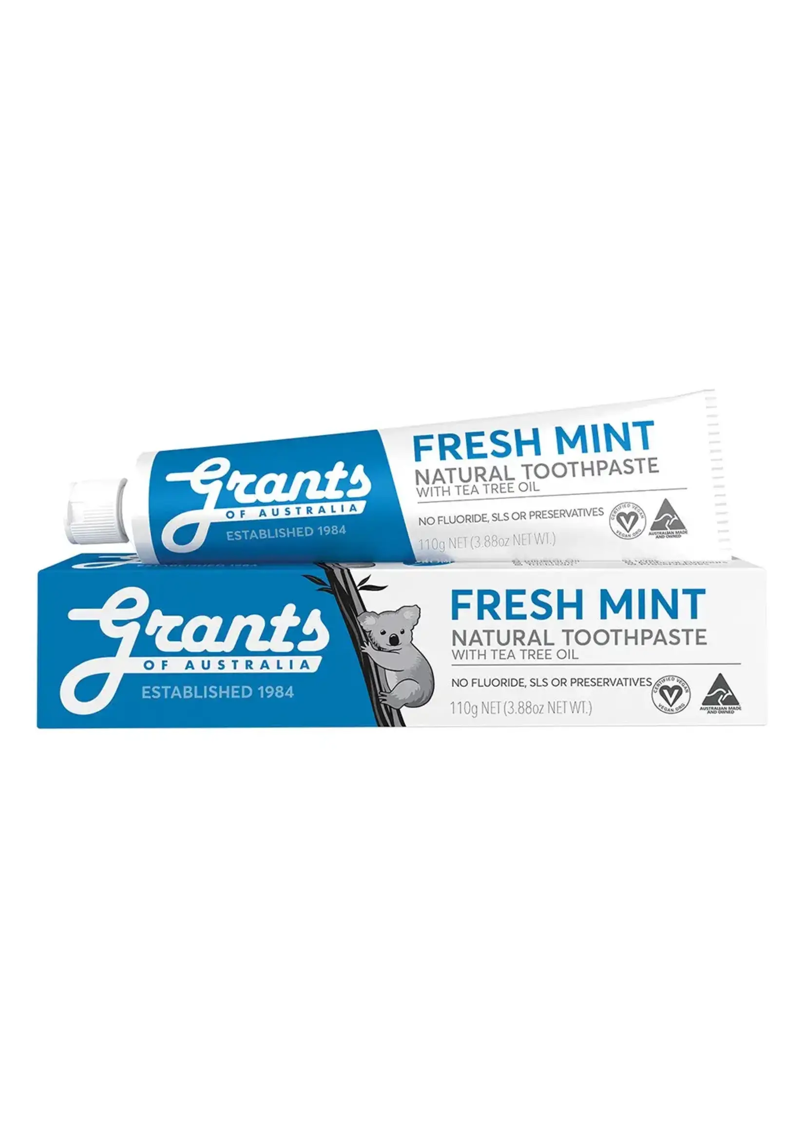 Grant's Grants Natural Toothpaste 110g Fresh Mint with Tea Tree (Blue half)