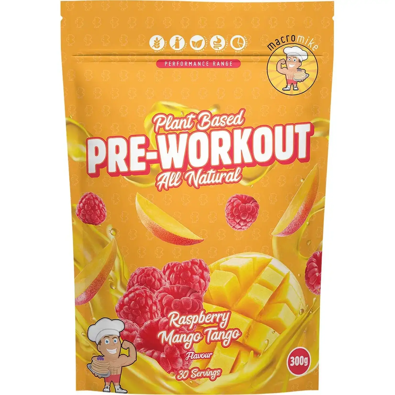 Macro Mike Macro Mike  Plant Based Pre Workout Raspberry Mango Tango 300g