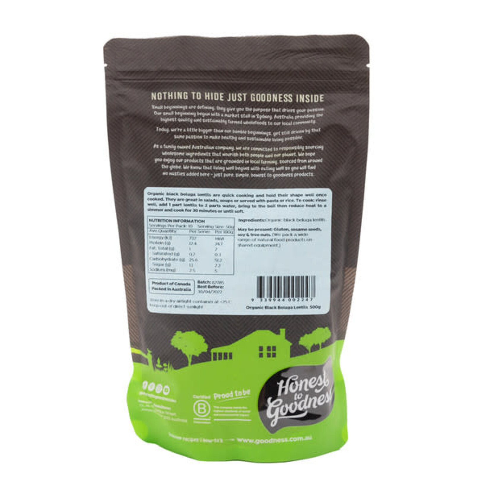 Honest To Goodness Honest to Goodness Organic Beluga Lentils 500g