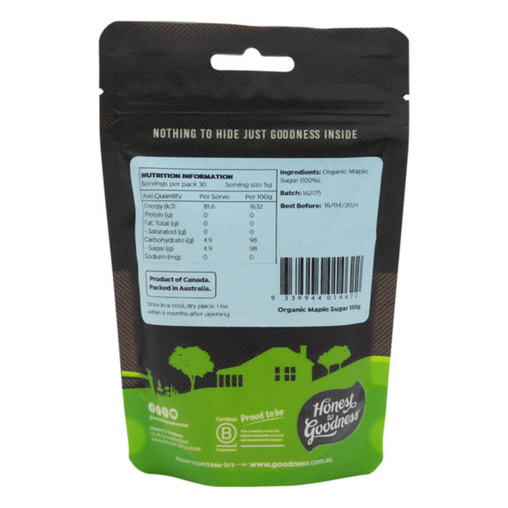 Honest To Goodness Honest To Goodness Organic Maple Sugar 150g