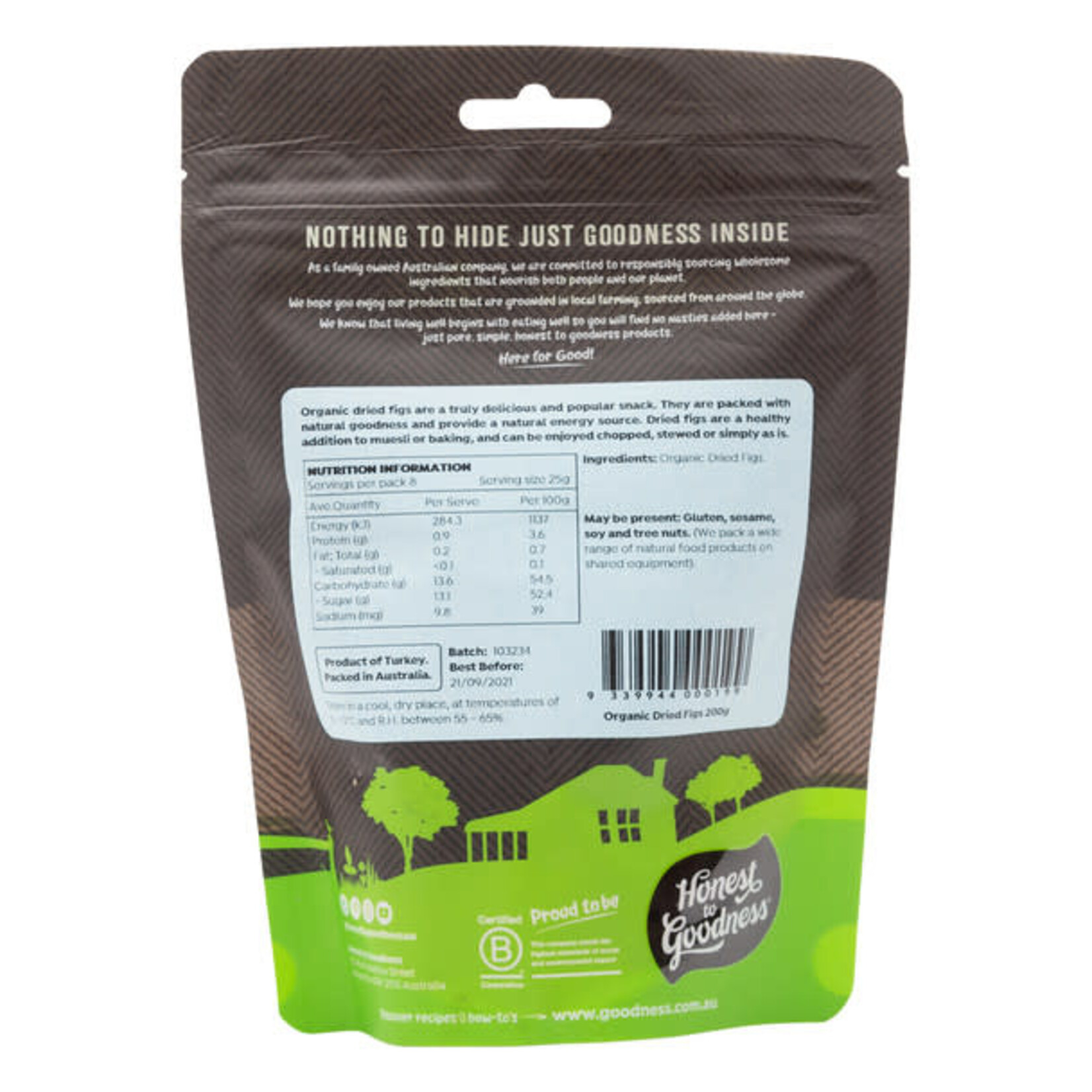 Honest To Goodness Honest to Goodness Organic Dried Figs 200g