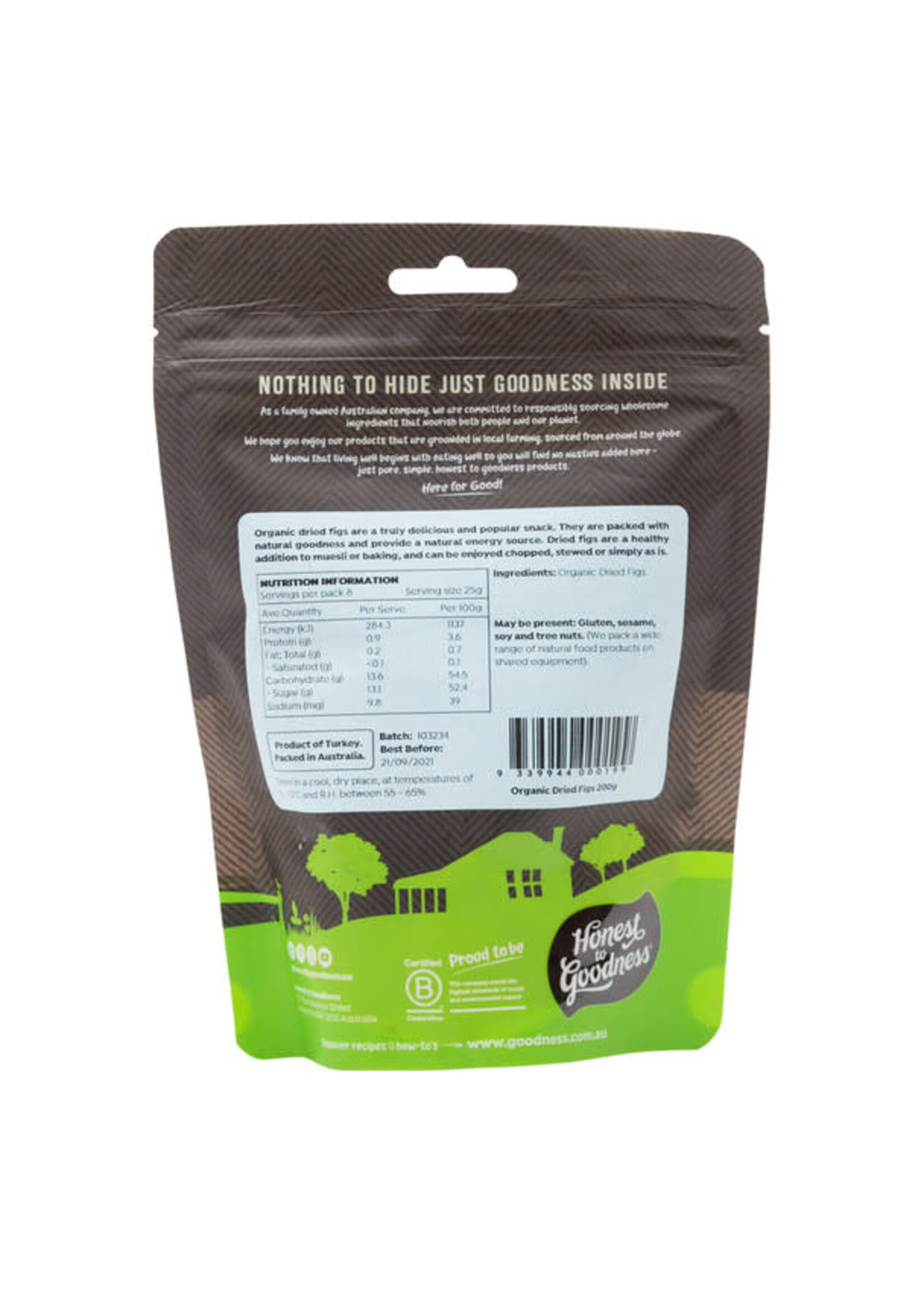 Honest To Goodness Honest to Goodness Organic Dried Figs 200g