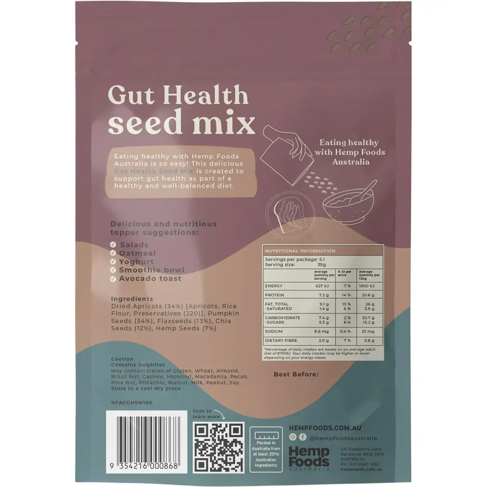 Hemp Foods Australia ( Essential Hemp) Hemp Foods Australia Gut Health Seed Mix 180g