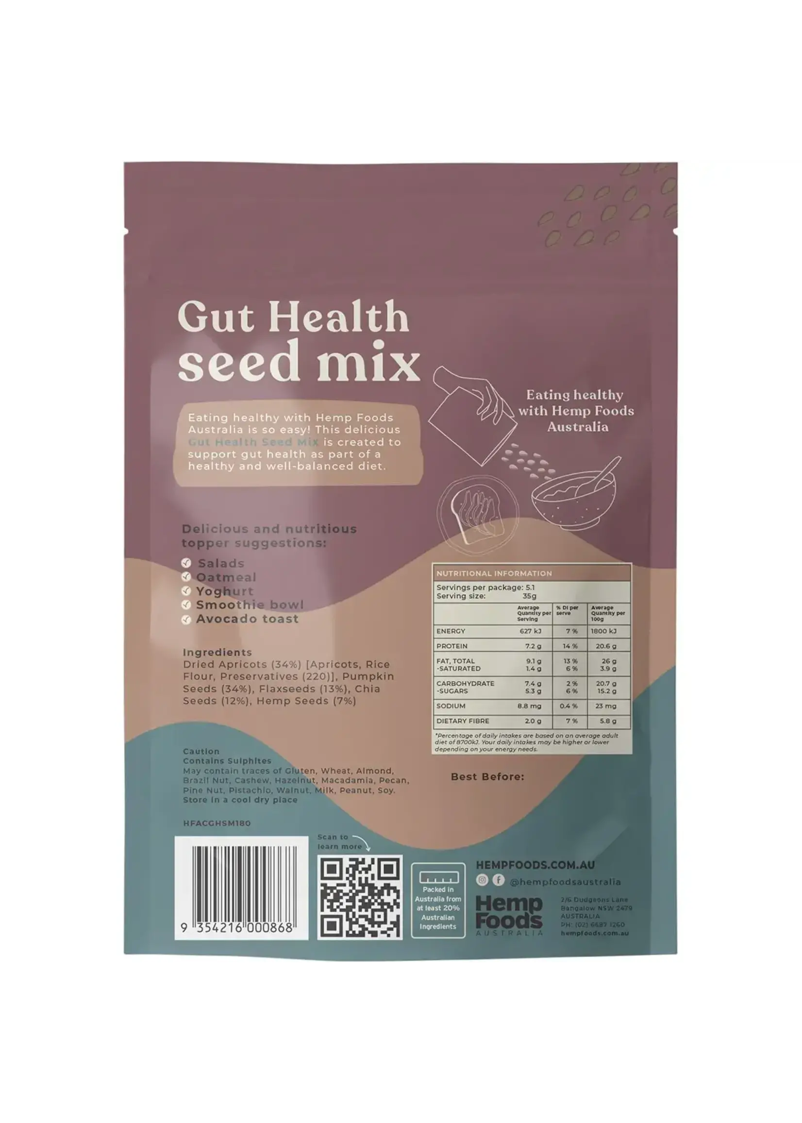 Hemp Foods Australia ( Essential Hemp) Hemp Foods Australia Gut Health Seed Mix 180g