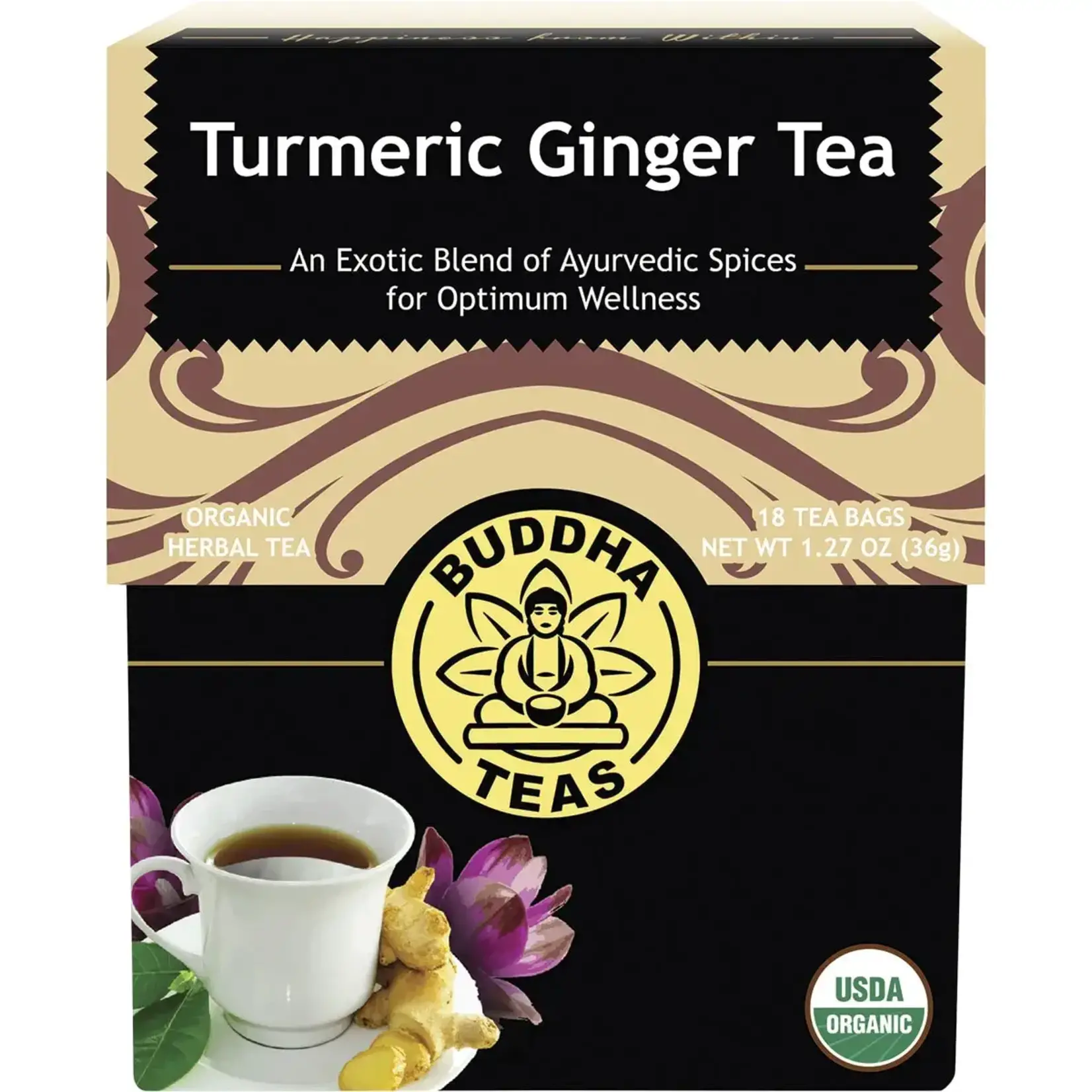 Buddha Teas Buddha Teas Organic Herbal Tea Bags 18pk Turmeric Ginger Tea