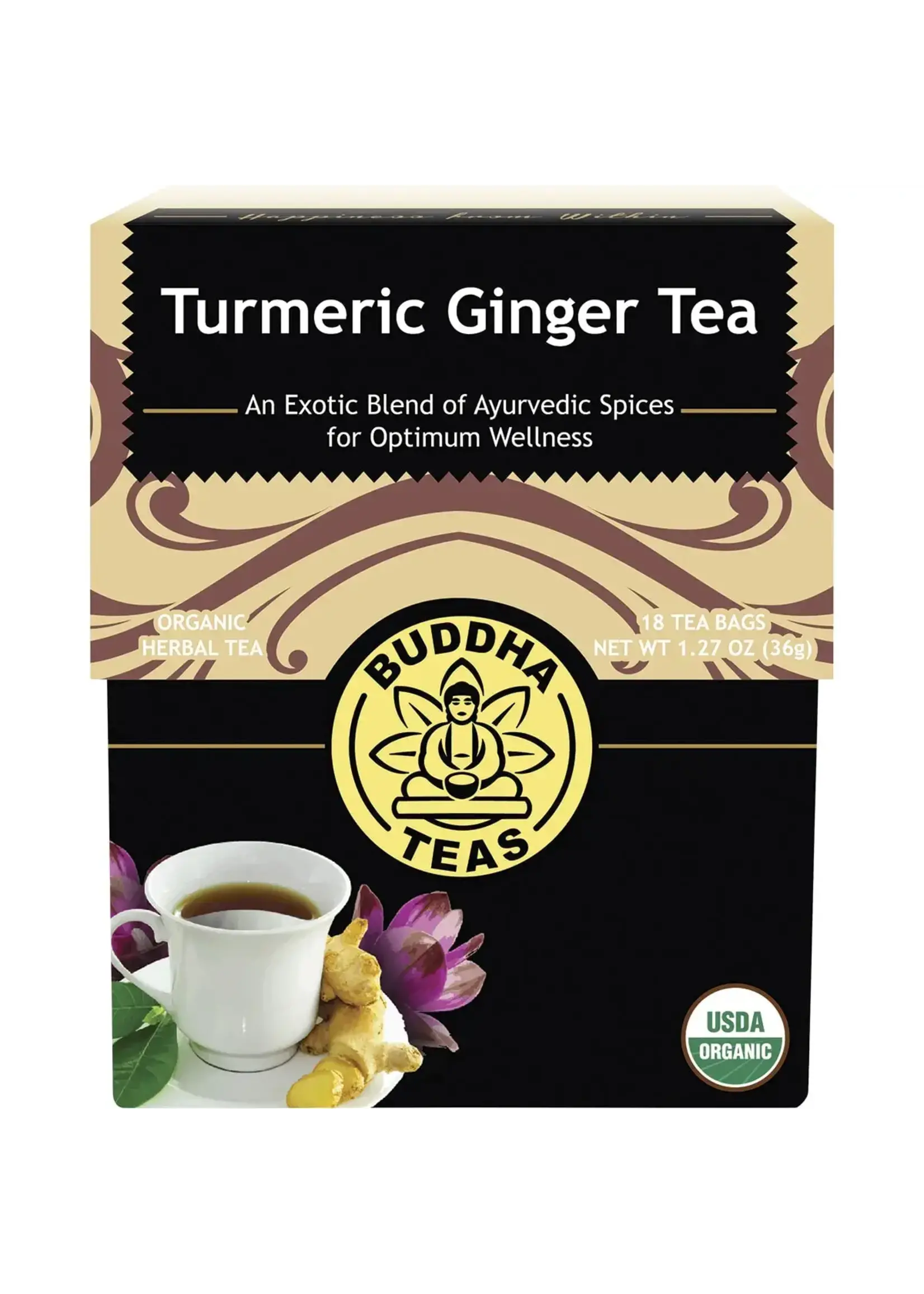 Buddha Teas Buddha Teas Organic Herbal Tea Bags 18pk Turmeric Ginger Tea