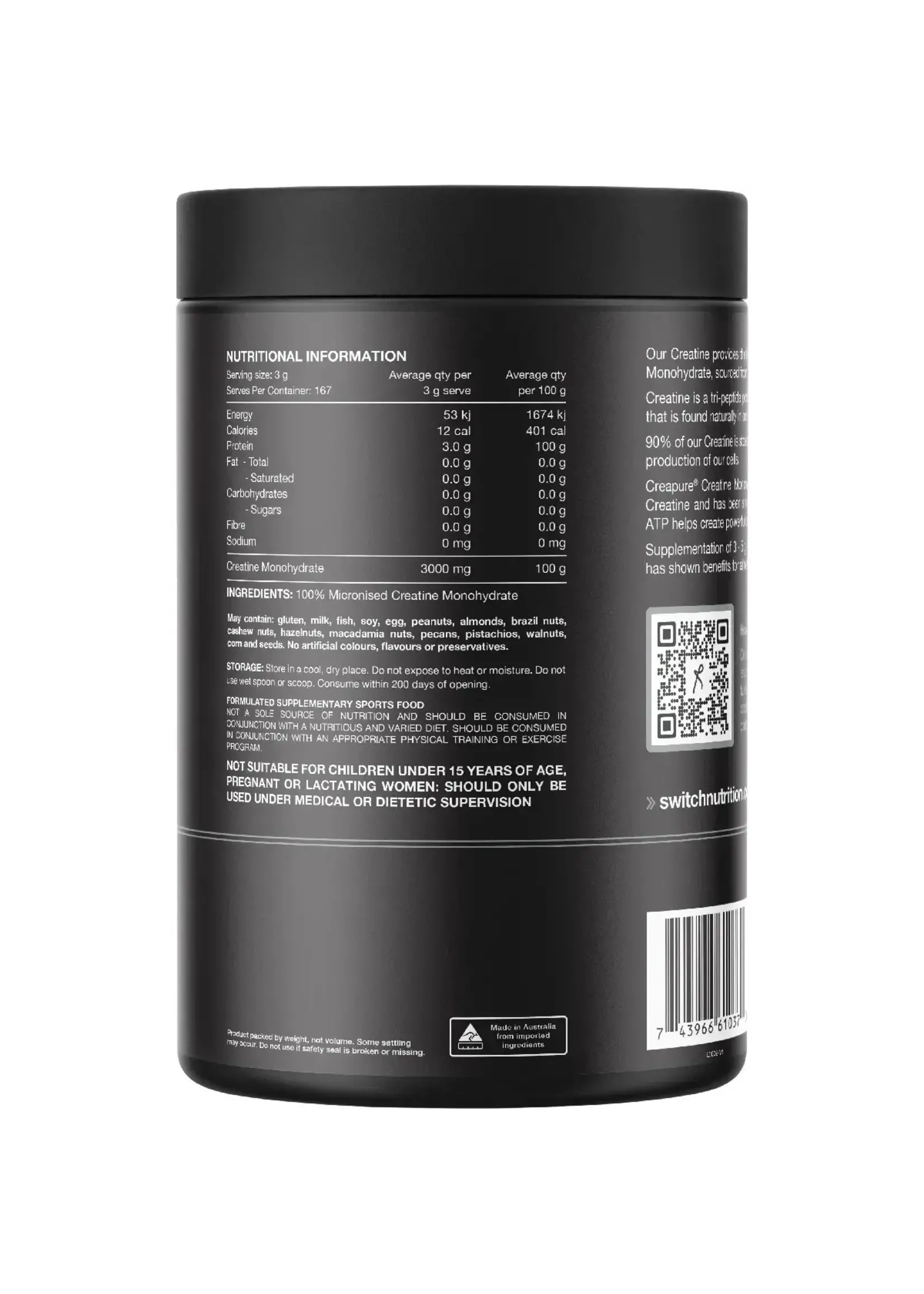 Switch Nutrition Switch Nutrition Creatine Perform 100% Pure Creapure 500g