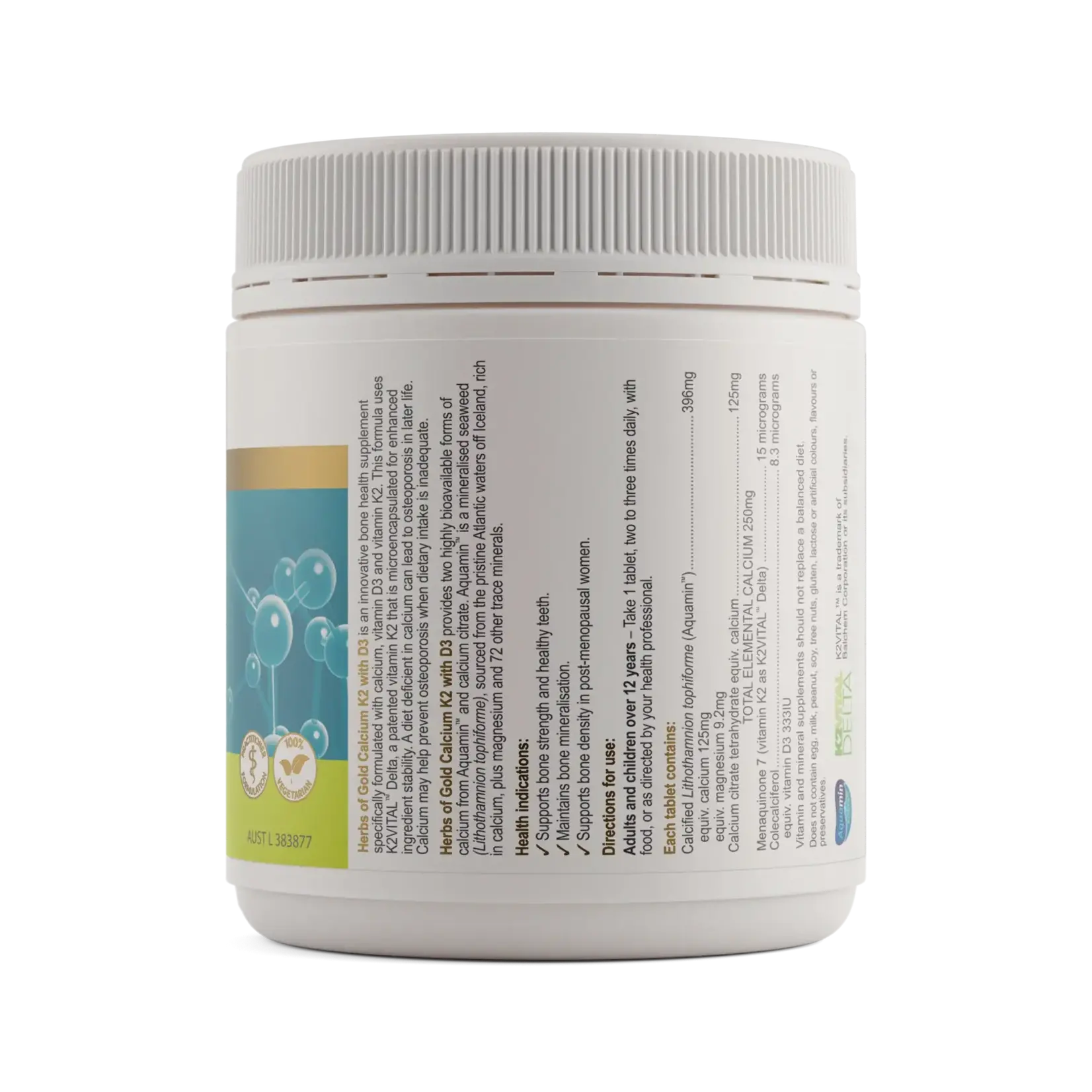 Herbs of Gold Herbs of Gold Calcium K2 with D3 180 tabs