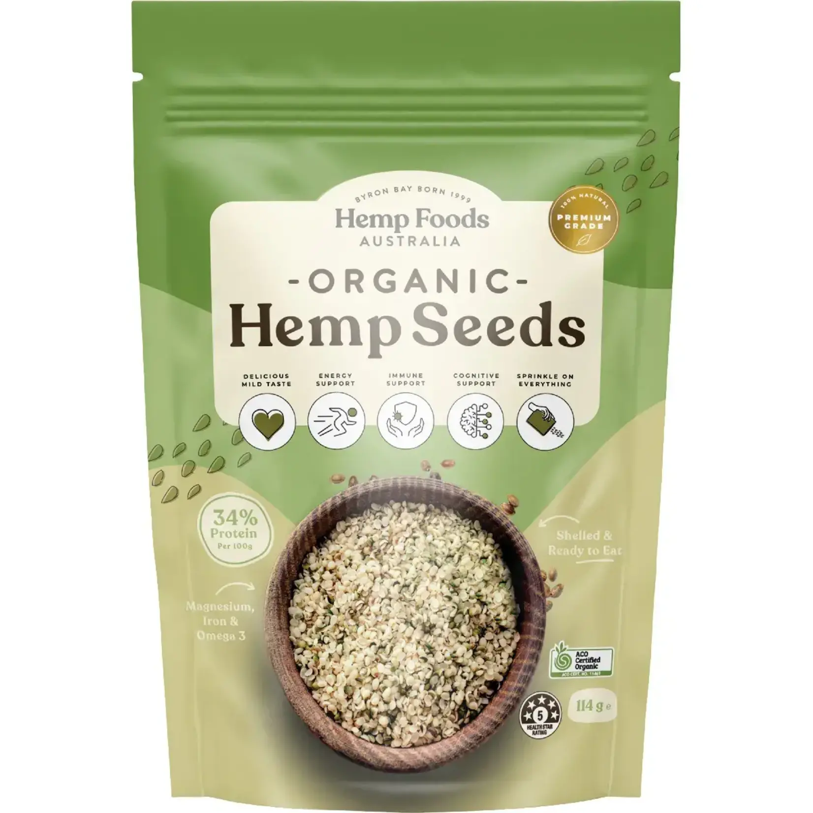Hemp Foods Australia ( Essential Hemp) Hemp Foods Australia Organic Hemp Seeds Hulled 114g