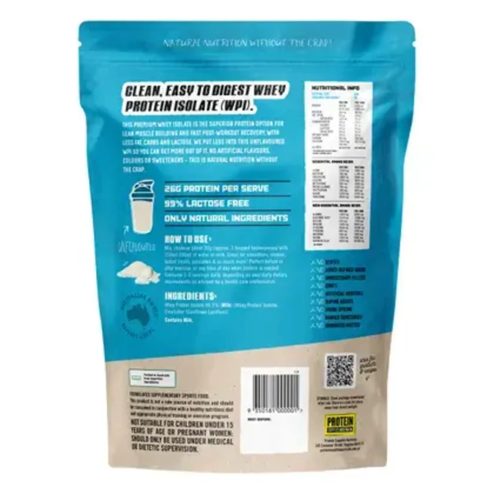 Protein Supplies Australia Protein Supplies Australia WPI (Whey Protein Isolate) Pure 500g (Blue lettering)