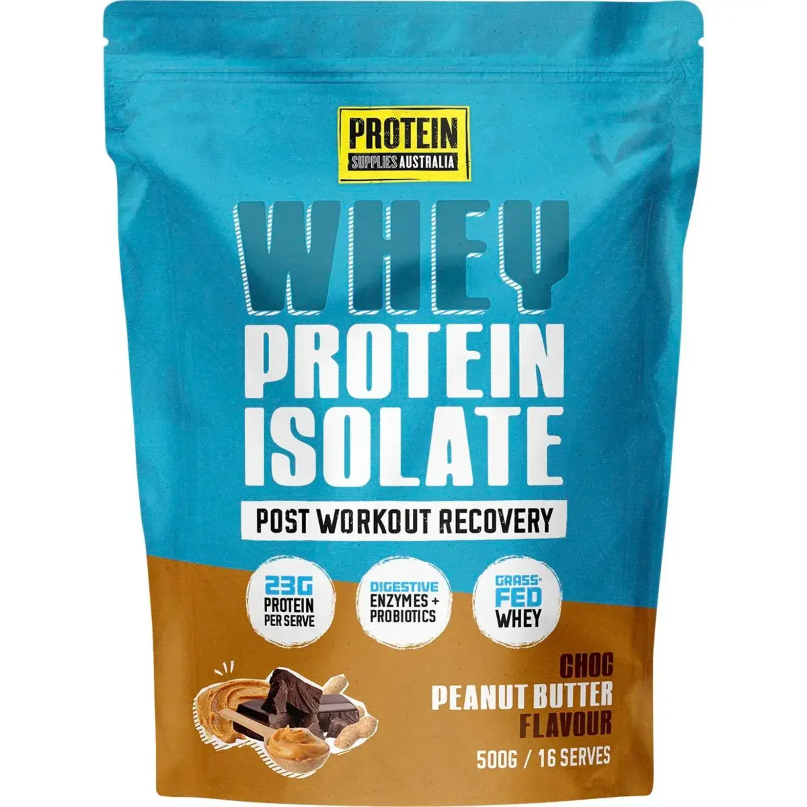 Protein Supplies Australia Protein Supplies Australia Whey Protein Isolate Choc Peanut Butter 500g ( Blue Bag)
