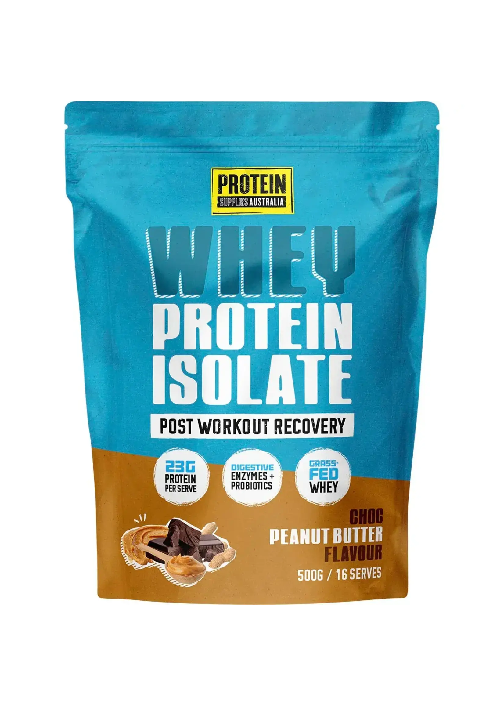 Protein Supplies Australia Protein Supplies Australia Whey Protein Isolate Choc Peanut Butter 500g ( Blue Bag)