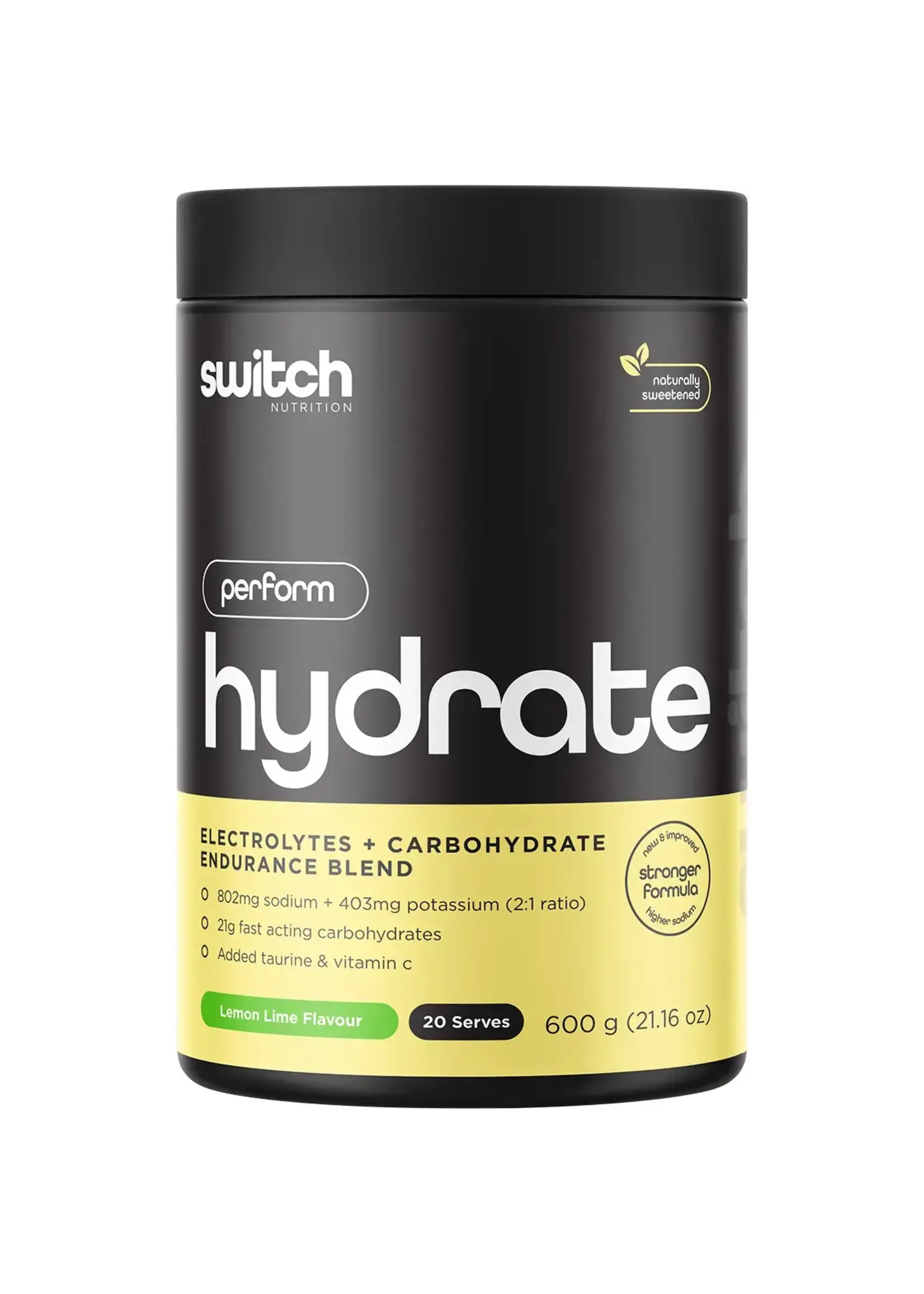 Switch Nutrition Switch Nutrition Hydrate Perform Electrolytes + Carbohydrate 600g Lemon Lime