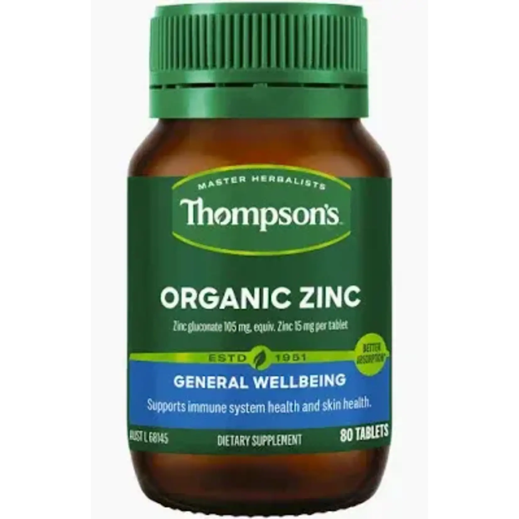 Thompson's Thompsons Organic Zinc 80 tabs