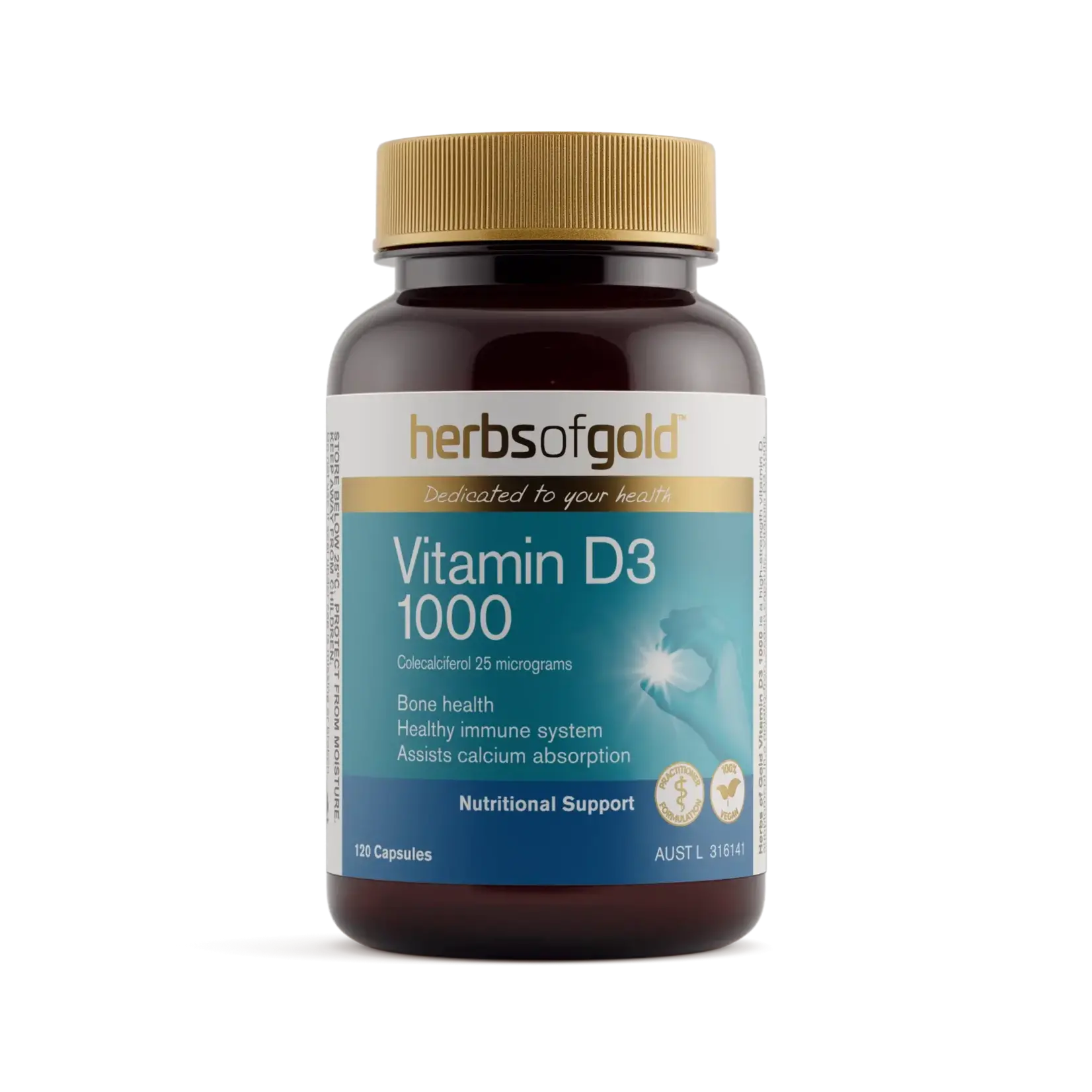 Herbs of Gold Herbs of Gold Vitamin D3 1000 120c  (Vegan)