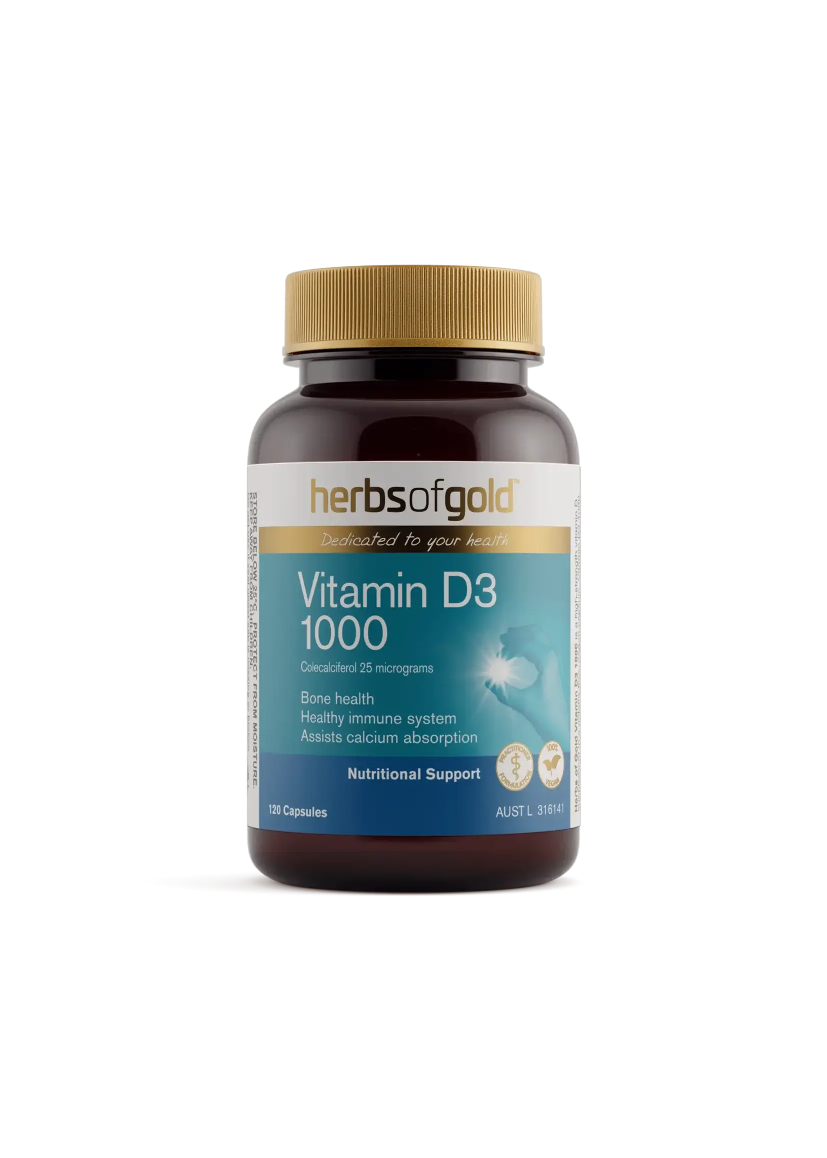Herbs of Gold Herbs of Gold Vitamin D3 1000 120c  (Vegan)