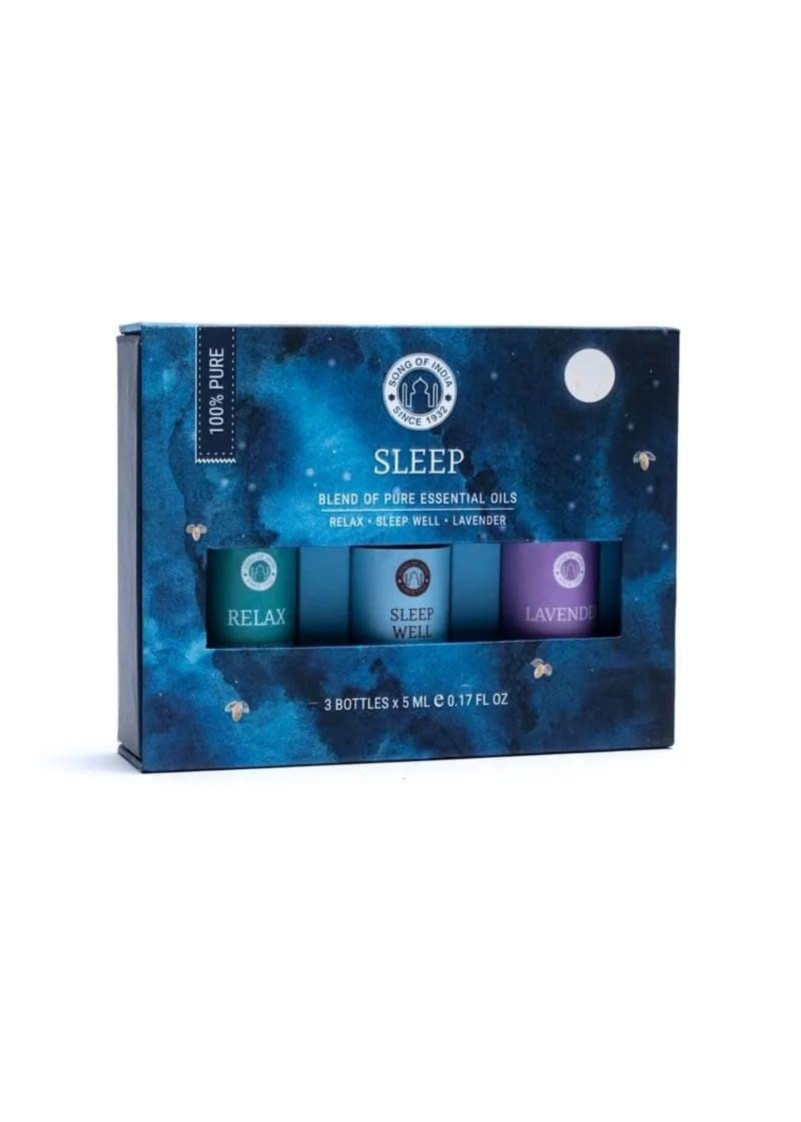 Song of India Song of India Essential Oil Gift Box Set of 3 x 5ml bottles - Sleep (Lavender, Sleep Well, and Relax)