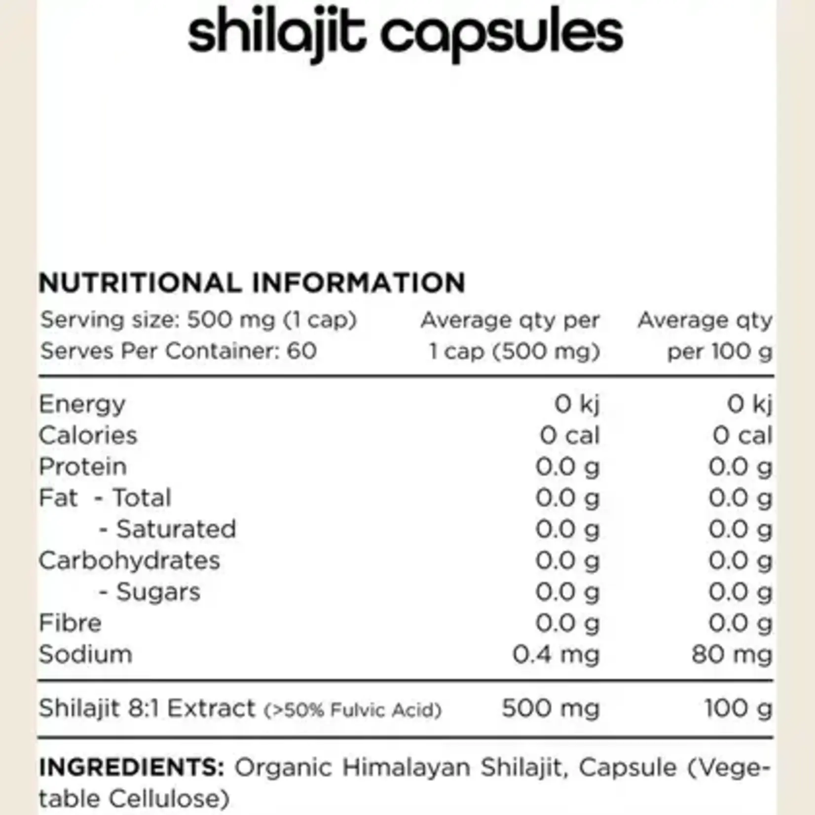 Switch Nutrition Switch Nutrition Shilajit Organic Himalayan Shilajit 8:1 60 Caps