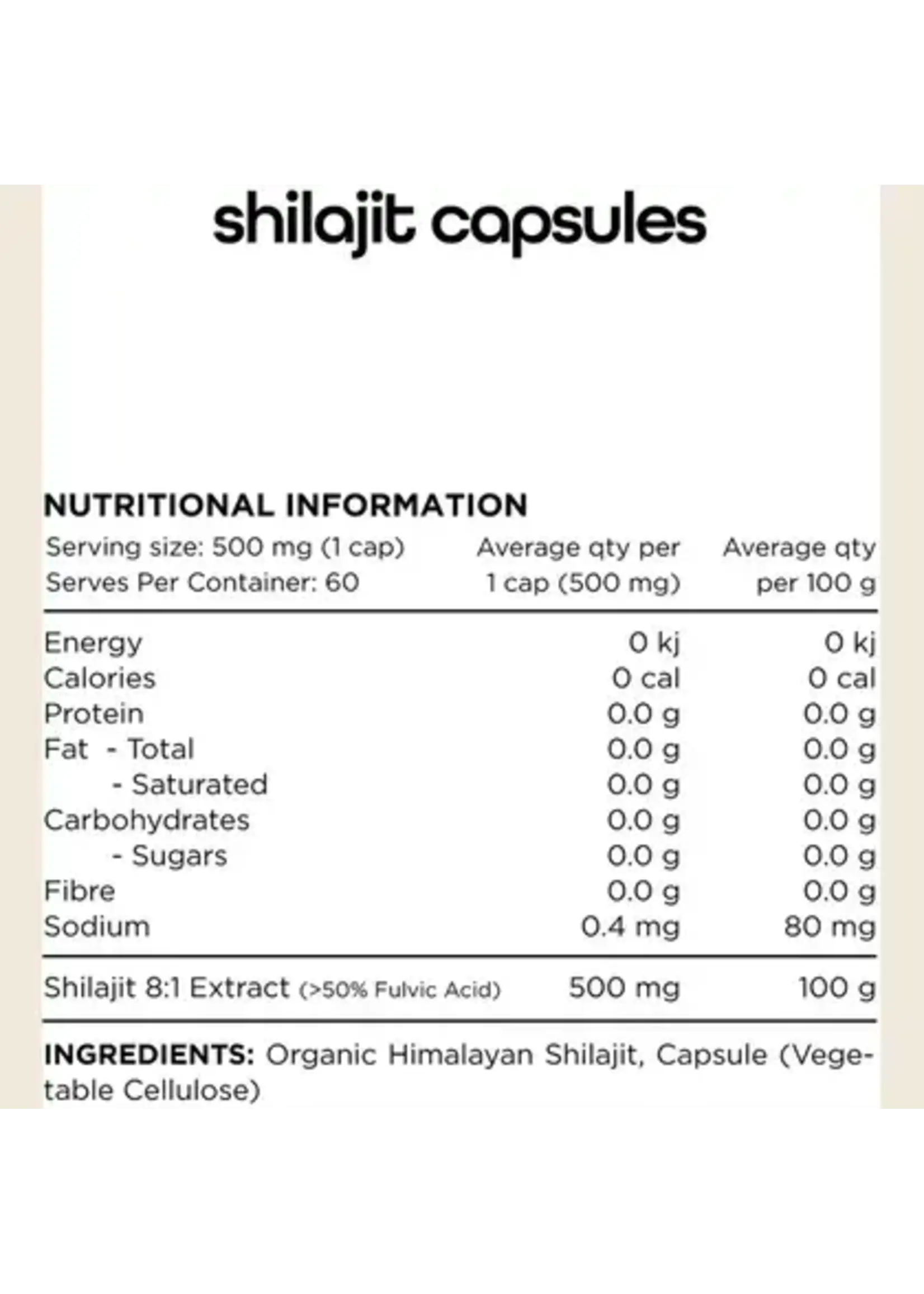 Switch Nutrition Switch Nutrition Shilajit Organic Himalayan Shilajit 8:1 60 Caps