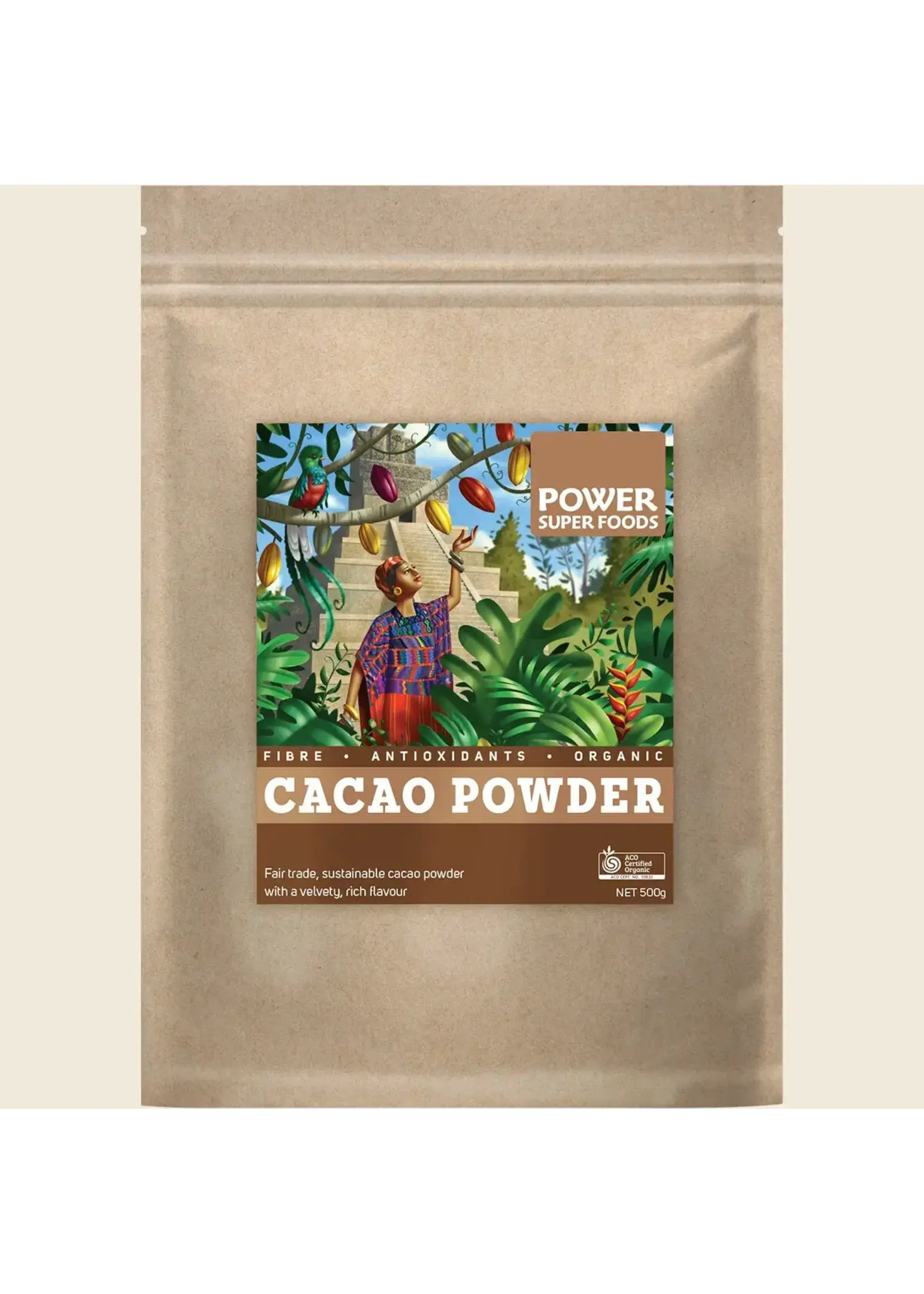 Power Super Foods Power Super Foods Organic Cacao Powder 500gm (Kraft Bag)