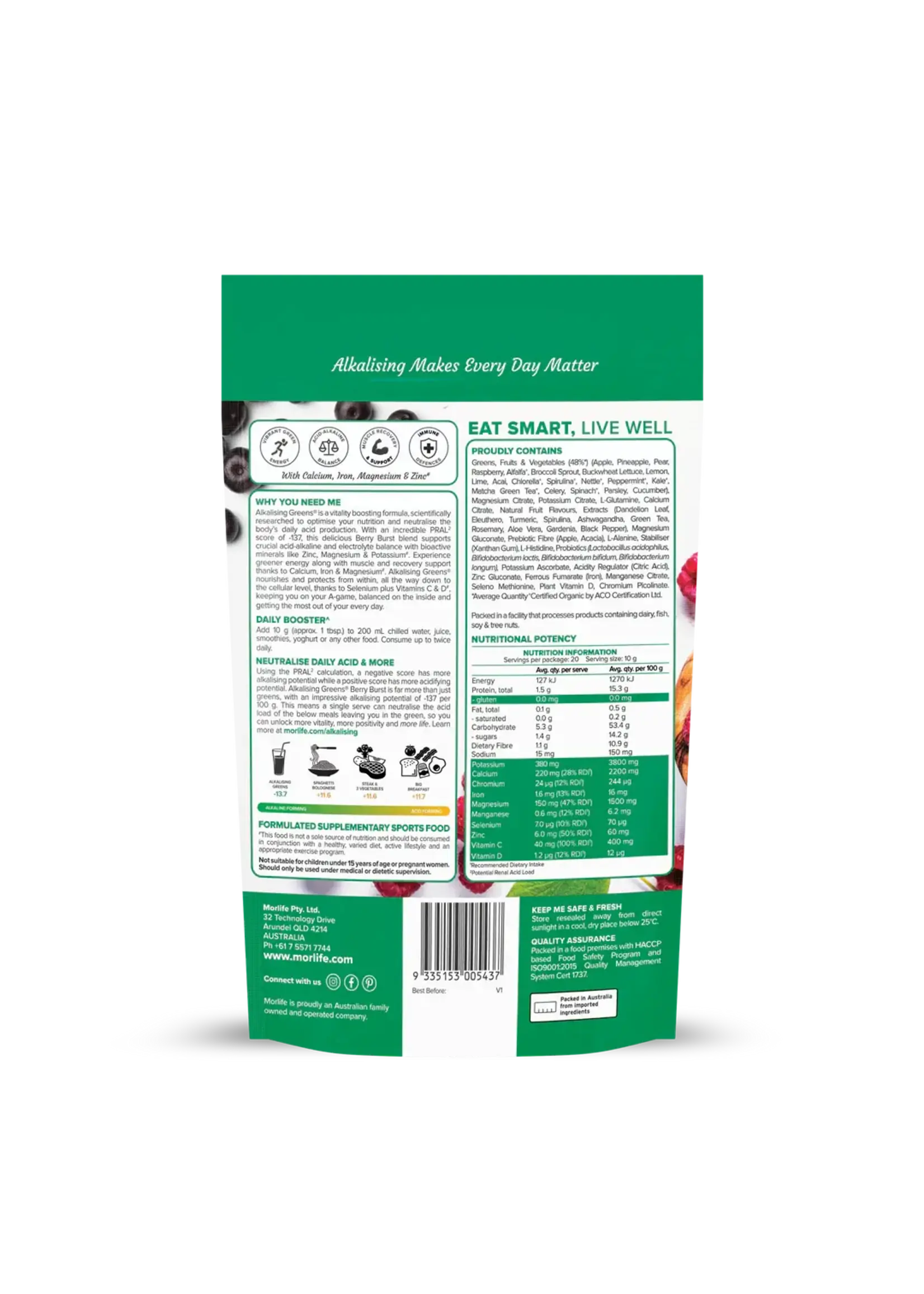 MORLIFE Morlife Alkalising Greens 200G Berry Burst