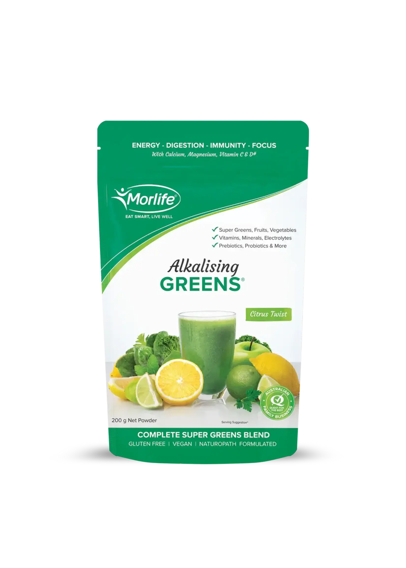 MORLIFE Morlife Alkalising Greens 200G Citrus Twist
