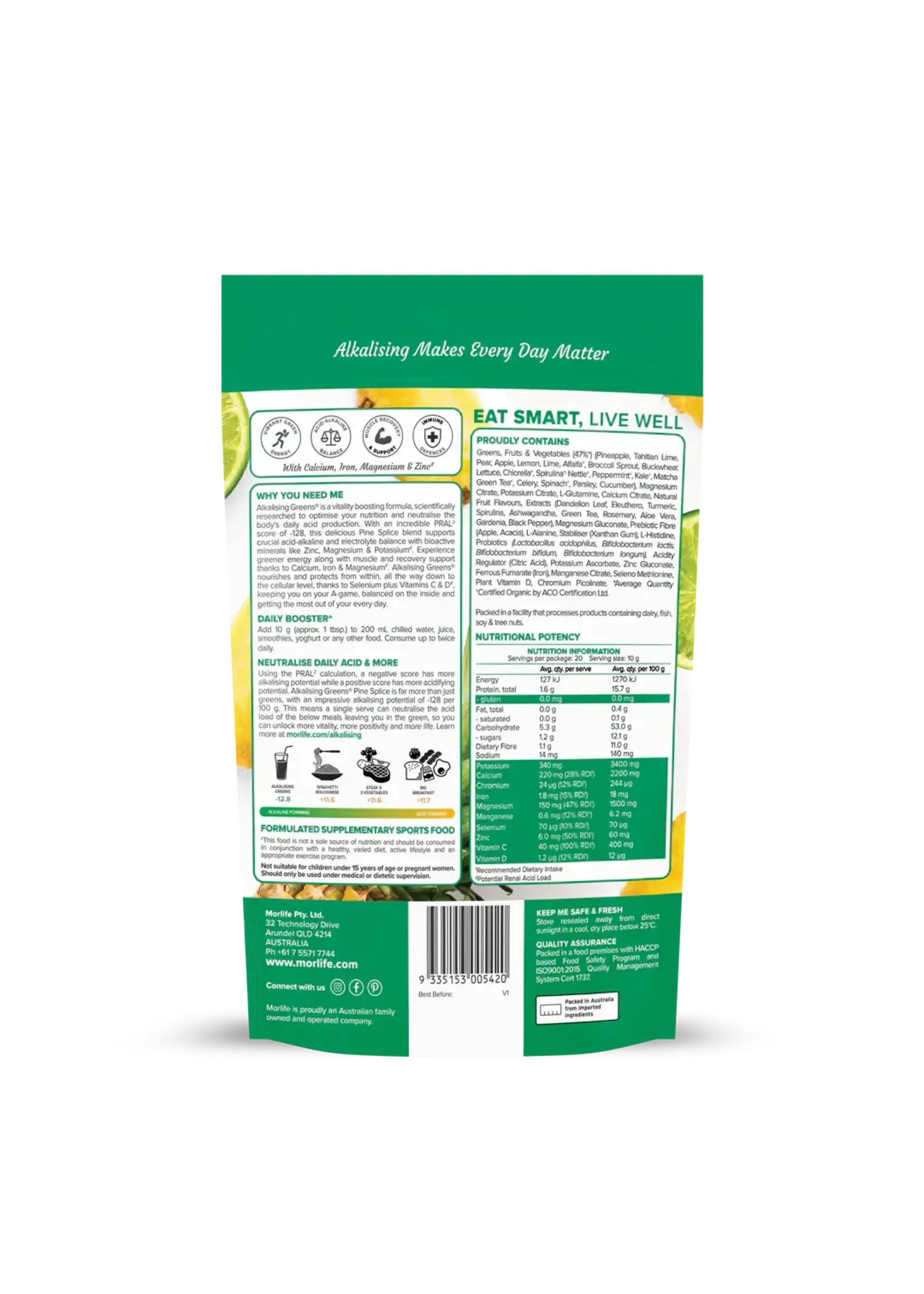 MORLIFE Morlife Alkalising Greens 200G Pine Splice