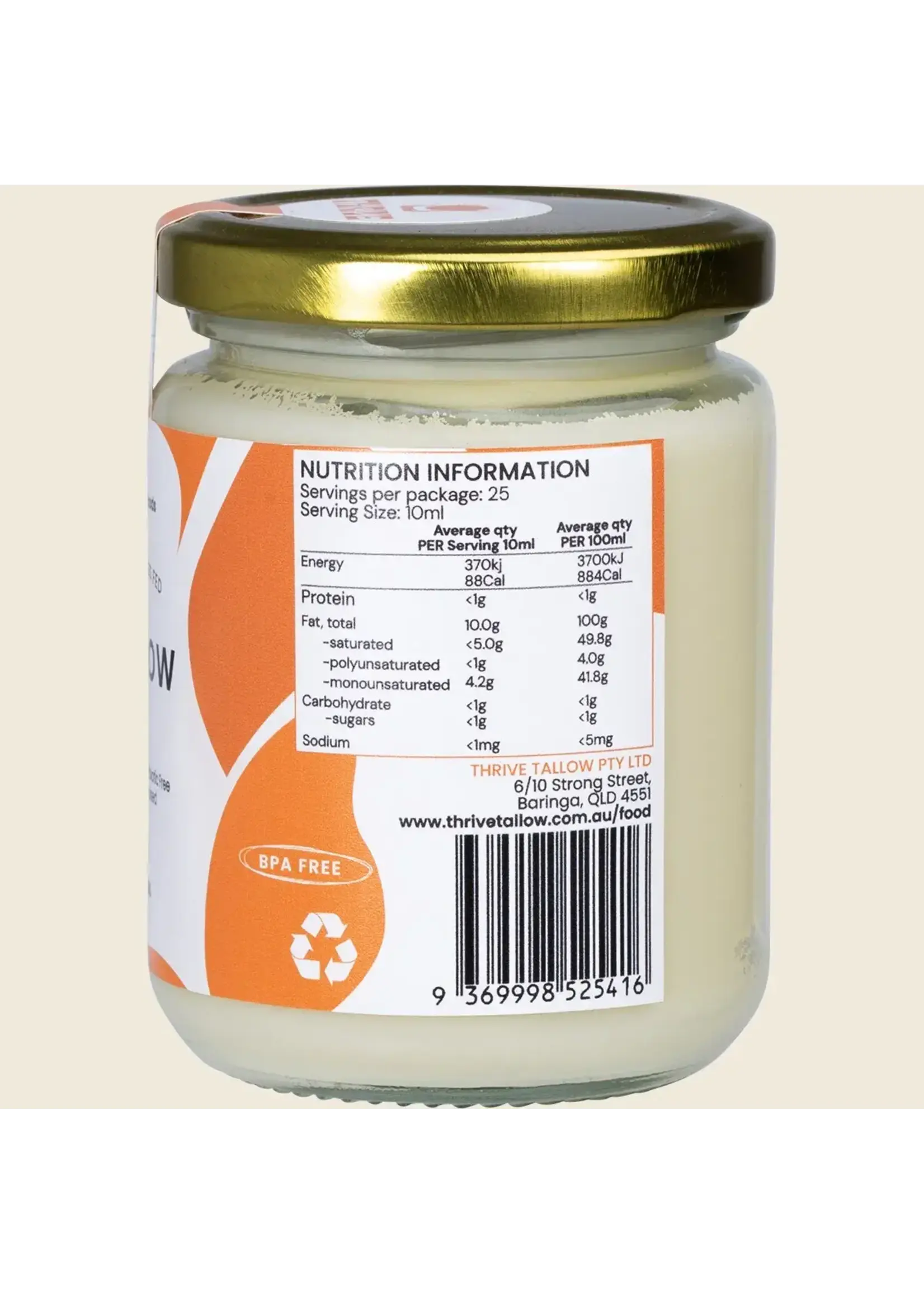 Thrive Tallow Thrive Tallow 100% Grass Fed Tallow 250ml