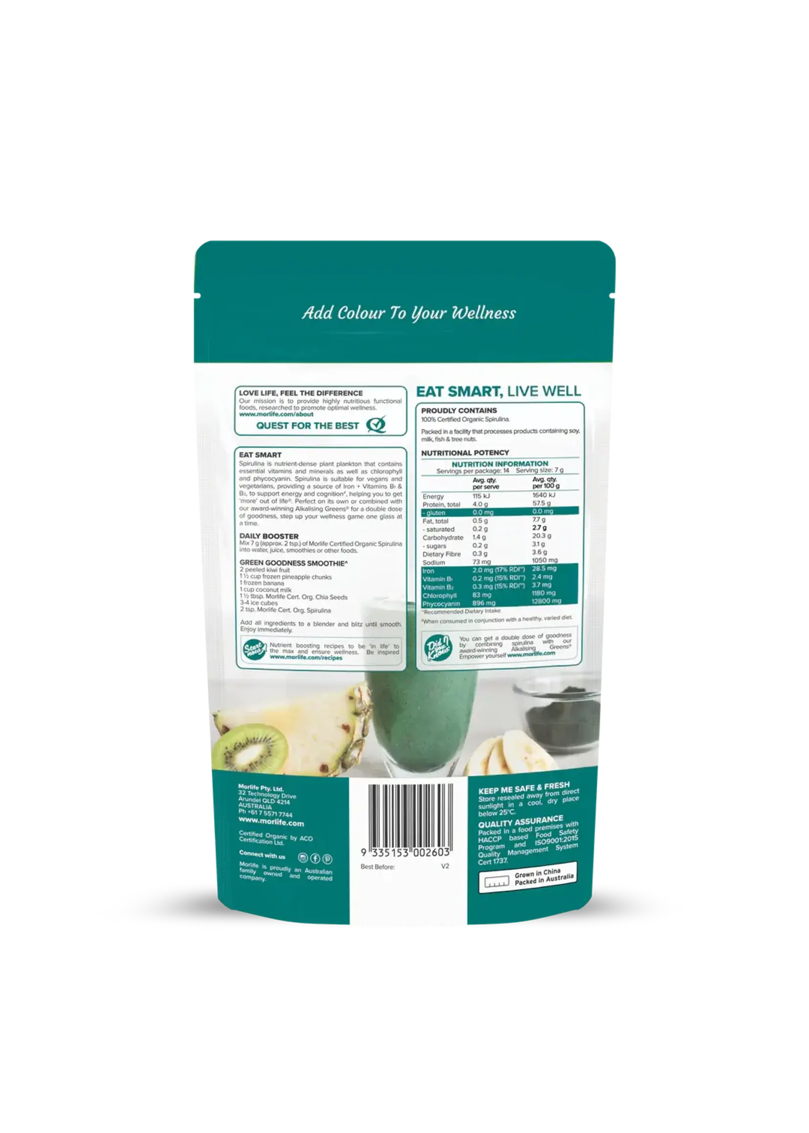 MORLIFE Morlife Organic Spirulina Powder 100g