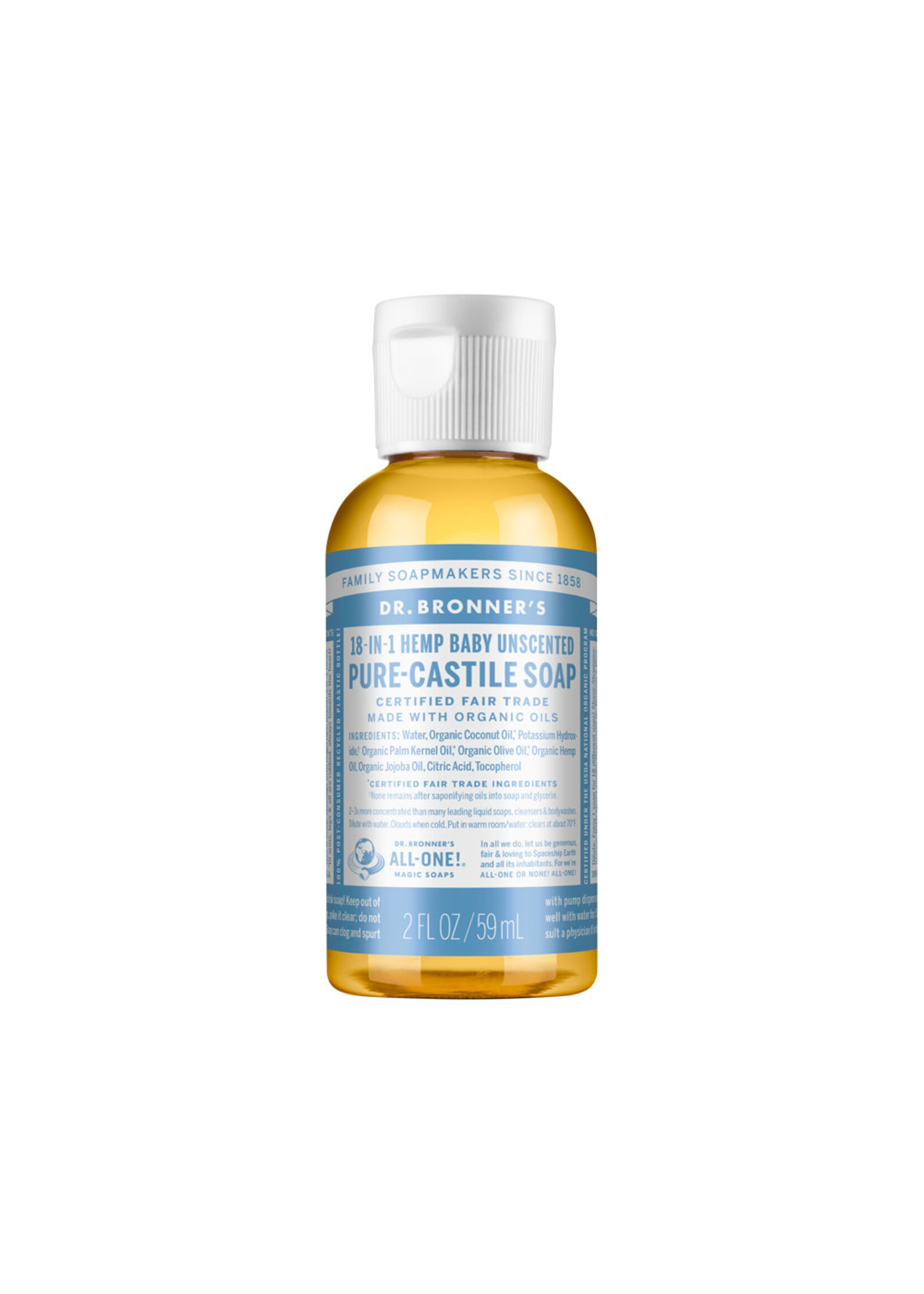 Dr Bronners Dr Bronners Organic Pure Castile Liquid Soap Peppermint 59ml ( Dark Blue)