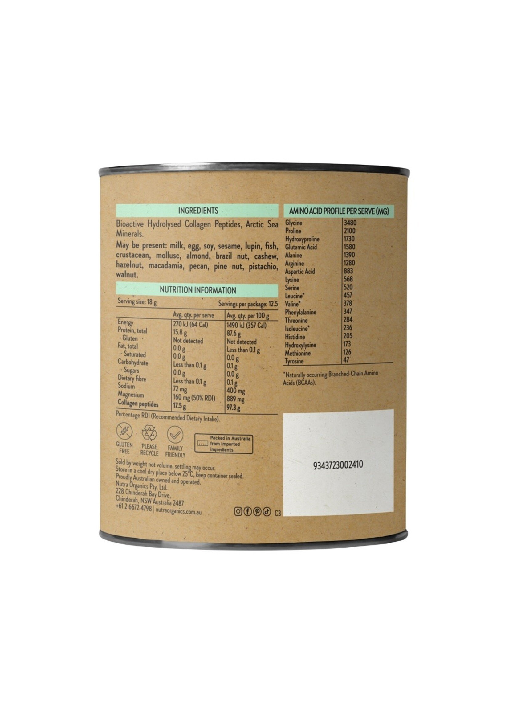 NutraOrganics Nutra Organics Collagen Body with Fortibone 450 gram Bone Strenghth Structure