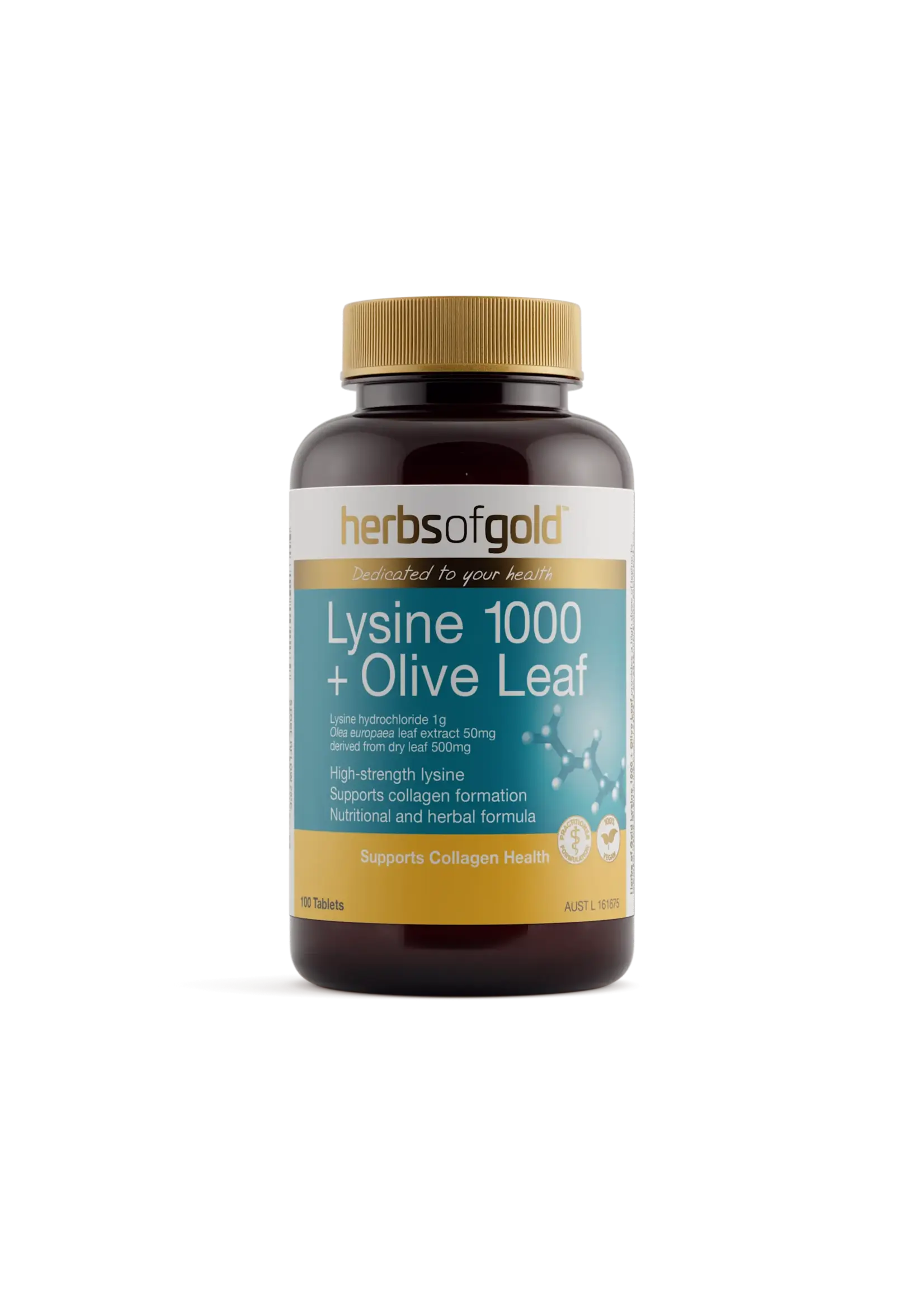 Herbs of Gold Herbs of Gold Lysine 1000 + Olive Leaf 100 tabs