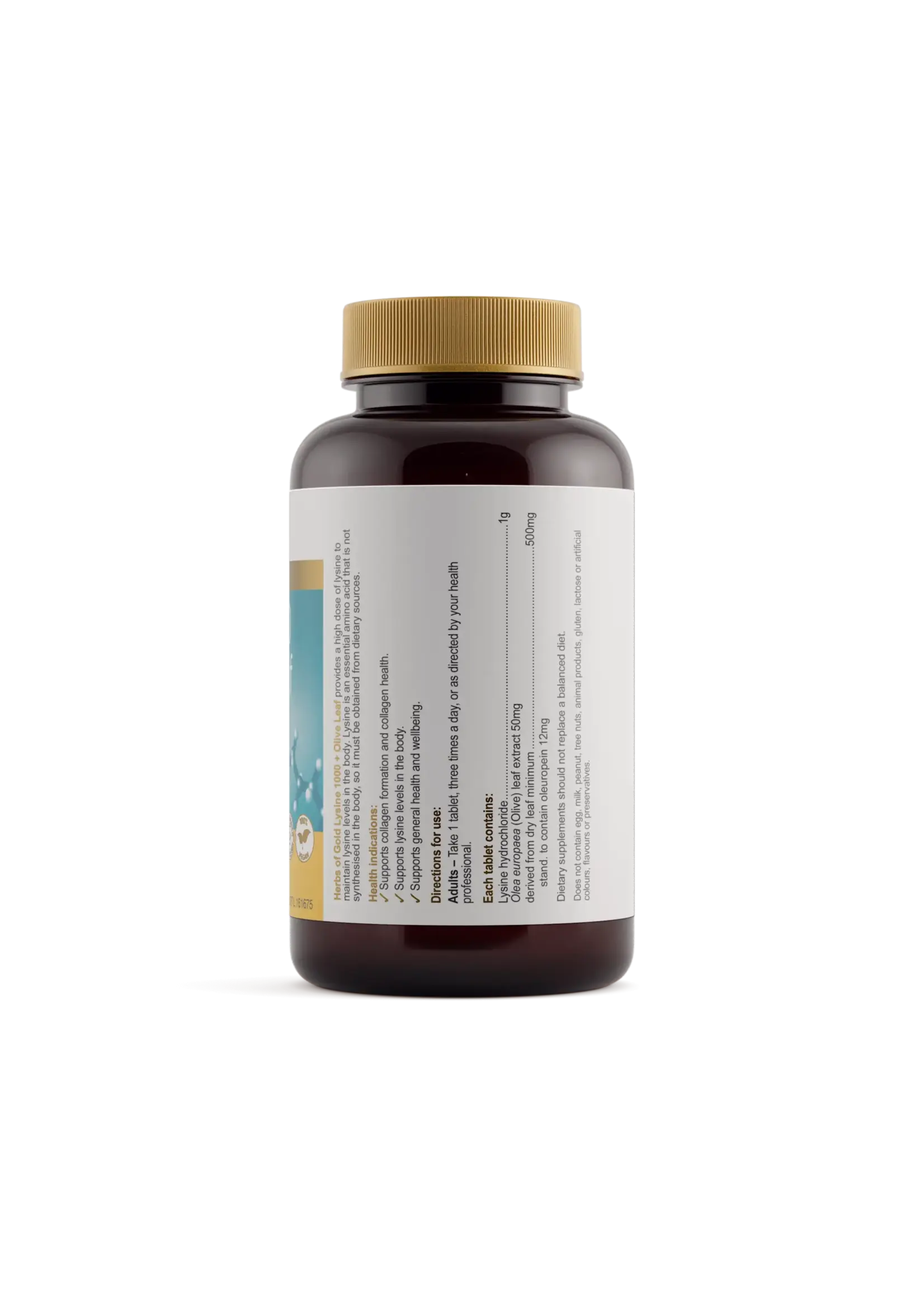 Herbs of Gold Herbs of Gold Lysine 1000 + Olive Leaf 100 tabs