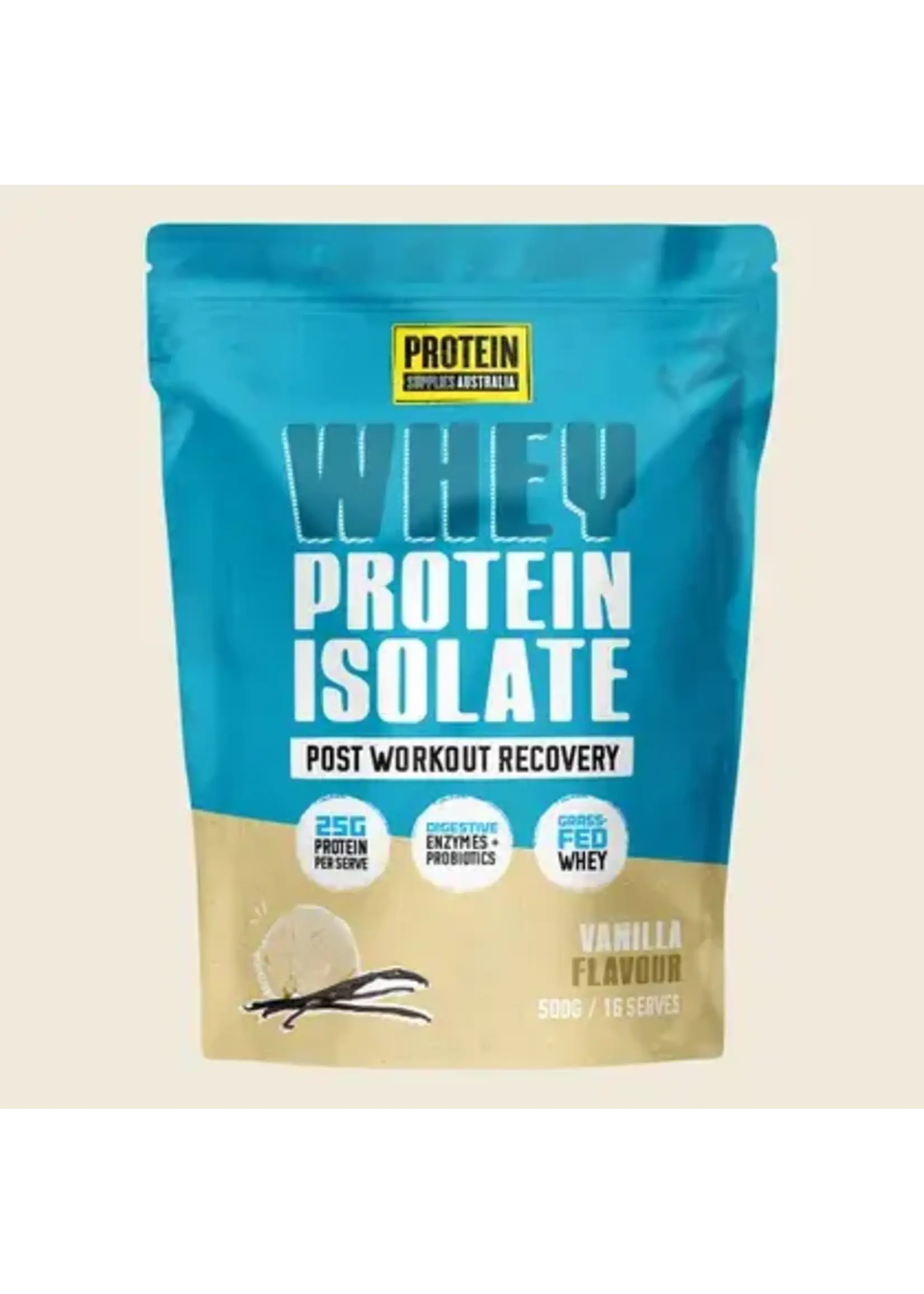 Protein Supplies Australia Protein Supplies Australia Whey Protein Isolate Vanilla Bean 500g ( Blue Bag)